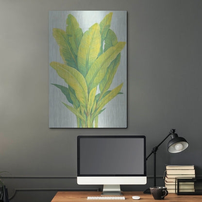 Luxe Metal Art 'Chartreuse Tropical Foliage I' by Tim O'Toole, Metal Wall Art,24x36