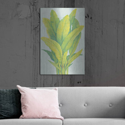 Luxe Metal Art 'Chartreuse Tropical Foliage I' by Tim O'Toole, Metal Wall Art,24x36