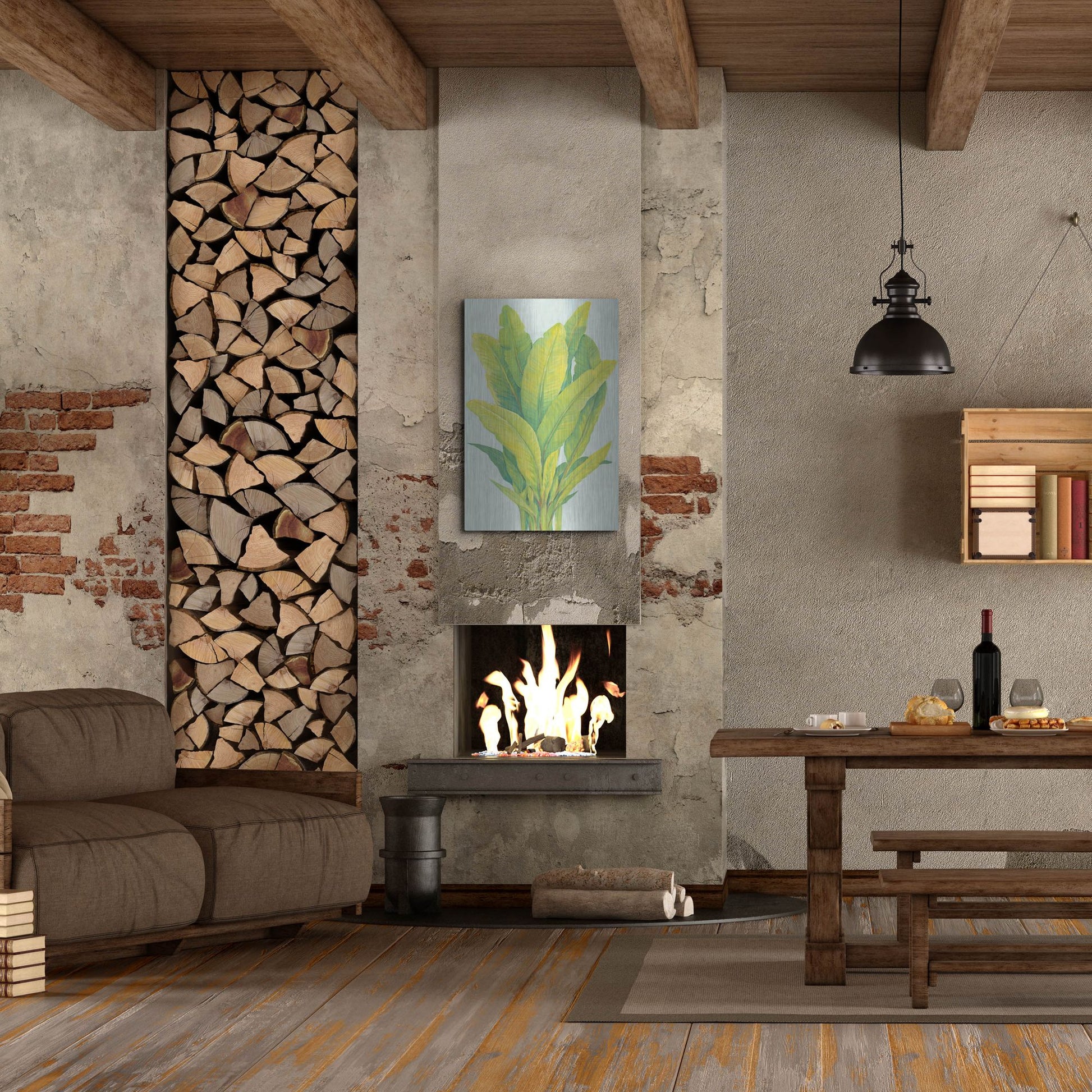 Luxe Metal Art 'Chartreuse Tropical Foliage I' by Tim O'Toole, Metal Wall Art,24x36