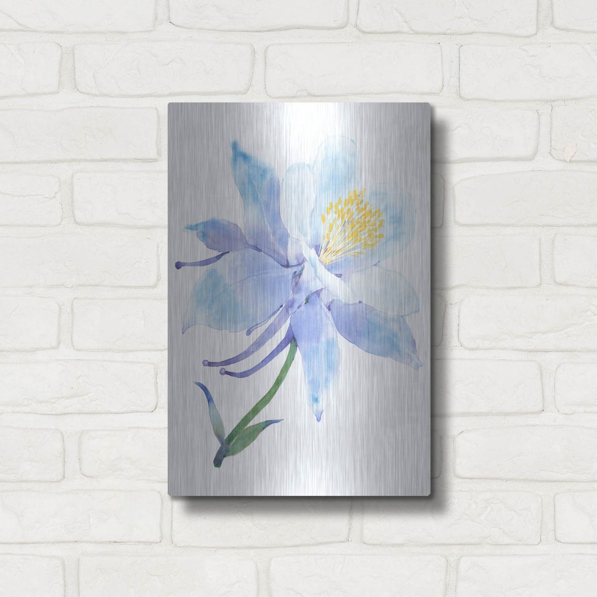 Luxe Metal Art 'Columbine Bloom I' by Tim O'Toole, Metal Wall Art,12x16