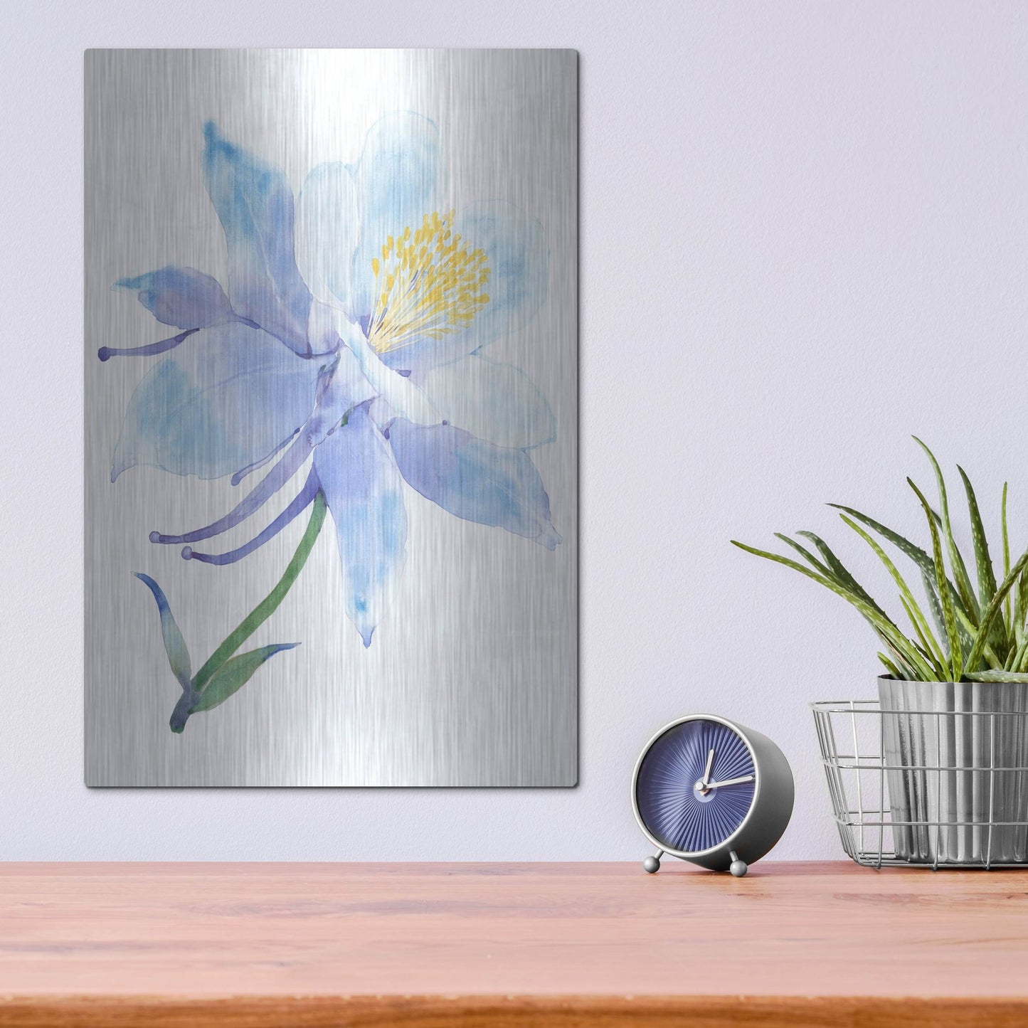 Luxe Metal Art 'Columbine Bloom I' by Tim O'Toole, Metal Wall Art,12x16