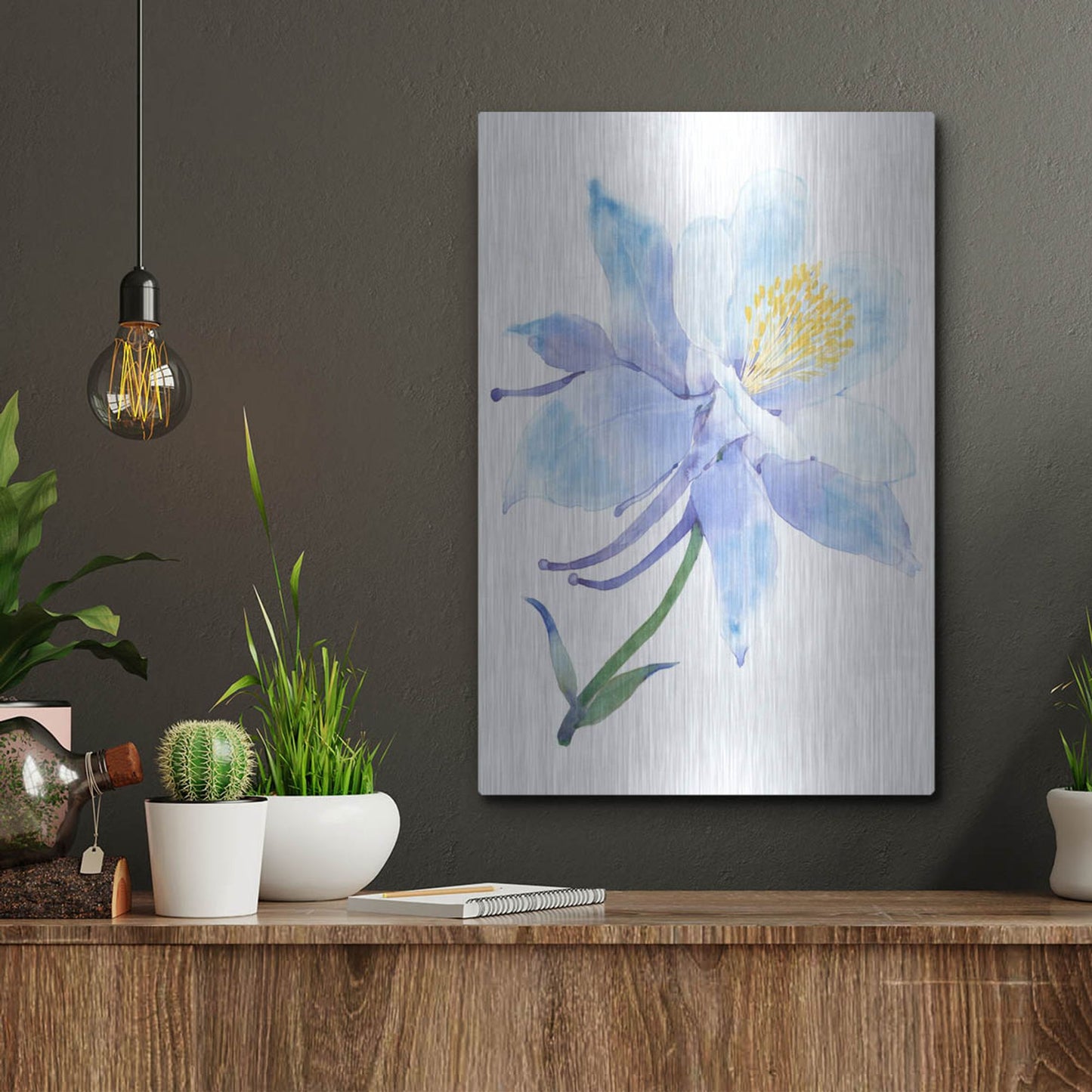 Luxe Metal Art 'Columbine Bloom I' by Tim O'Toole, Metal Wall Art,12x16