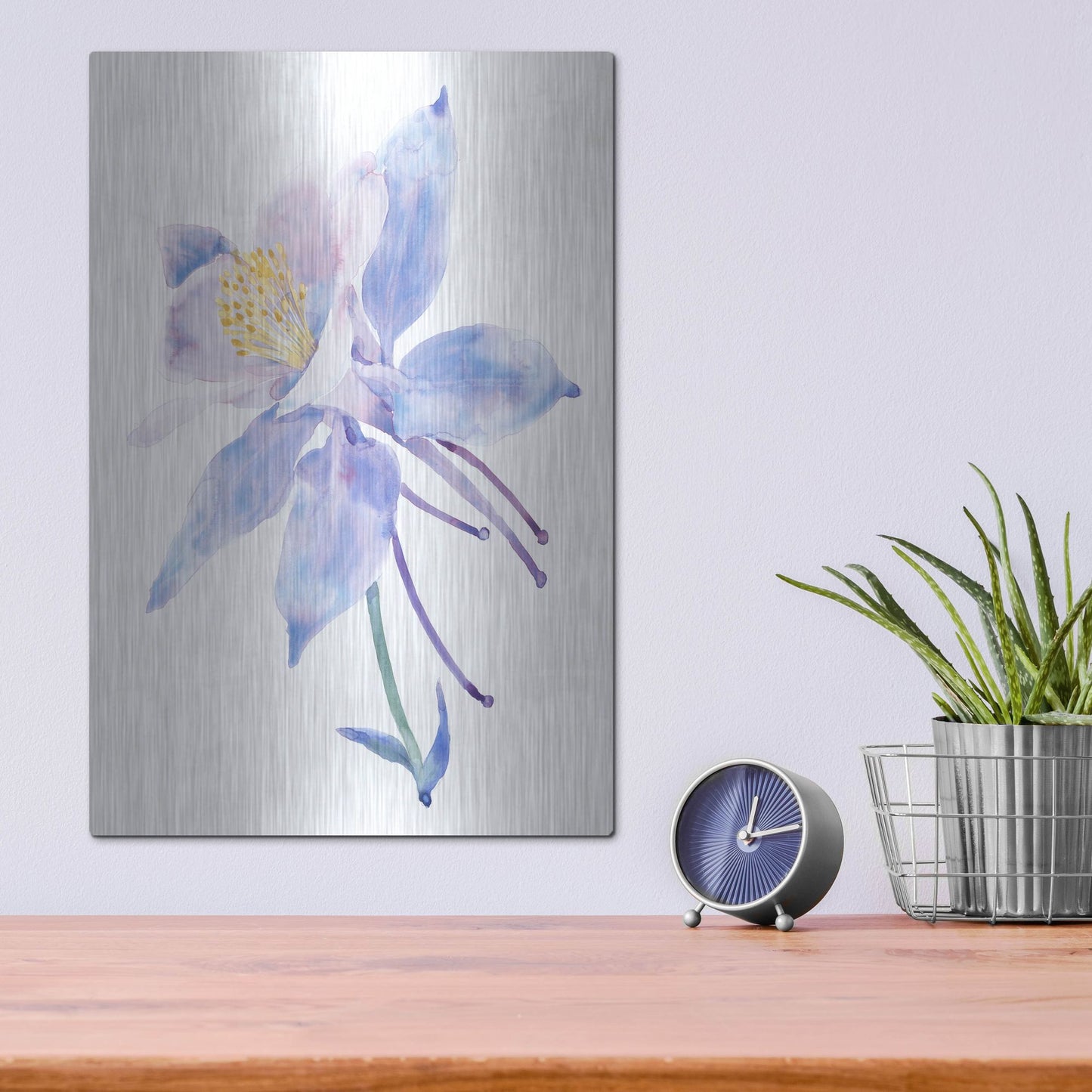 Luxe Metal Art 'Columbine Bloom II' by Tim O'Toole, Metal Wall Art,12x16