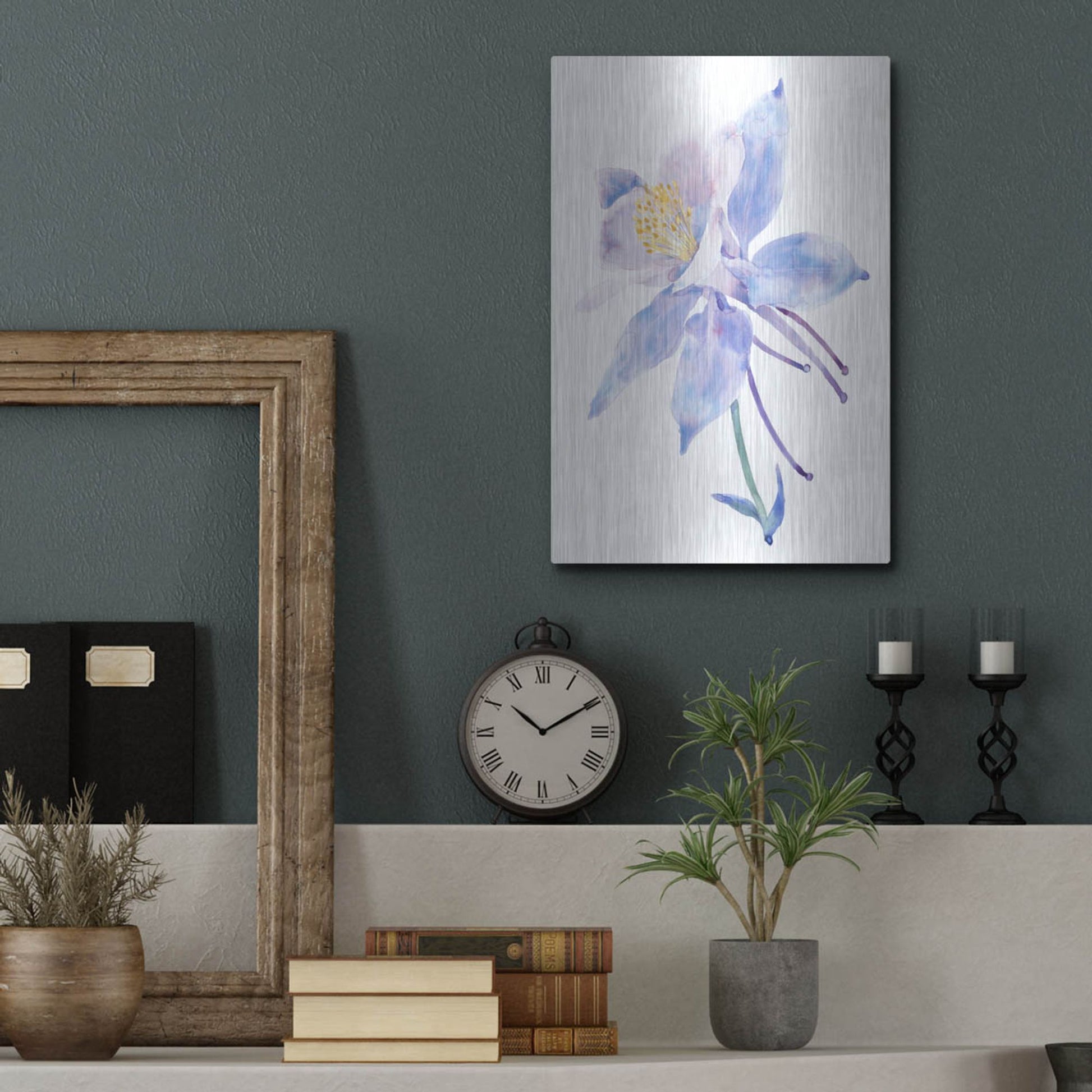 Luxe Metal Art 'Columbine Bloom II' by Tim O'Toole, Metal Wall Art,12x16