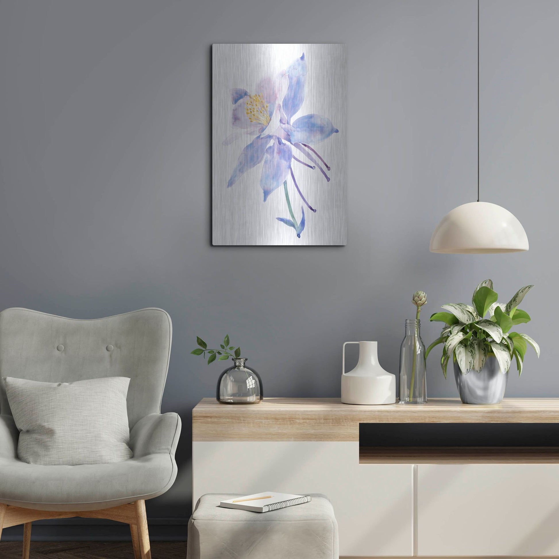 Luxe Metal Art 'Columbine Bloom II' by Tim O'Toole, Metal Wall Art,16x24