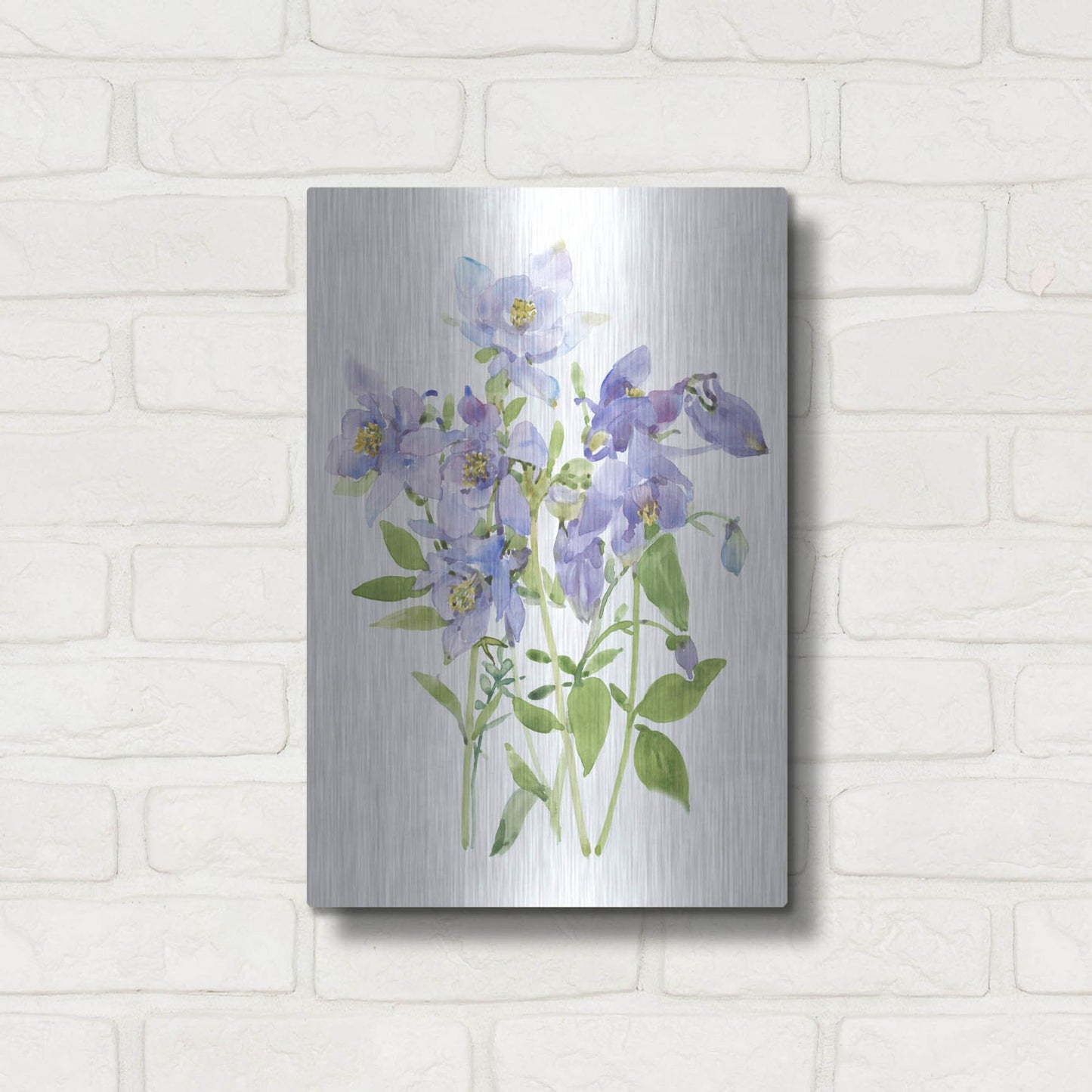 Luxe Metal Art 'Columbine Spray I' by Tim O'Toole, Metal Wall Art,12x16