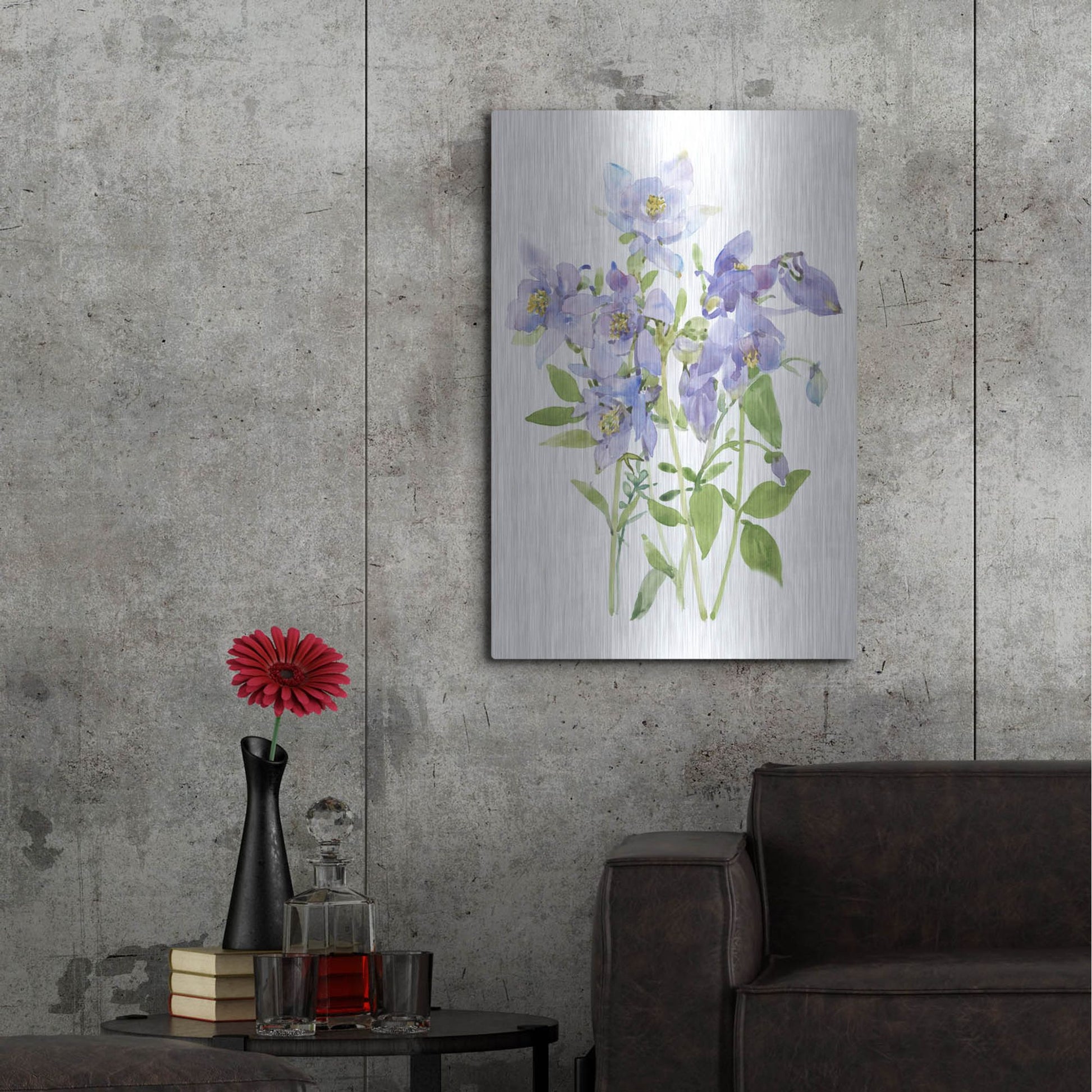 Luxe Metal Art 'Columbine Spray I' by Tim O'Toole, Metal Wall Art,24x36