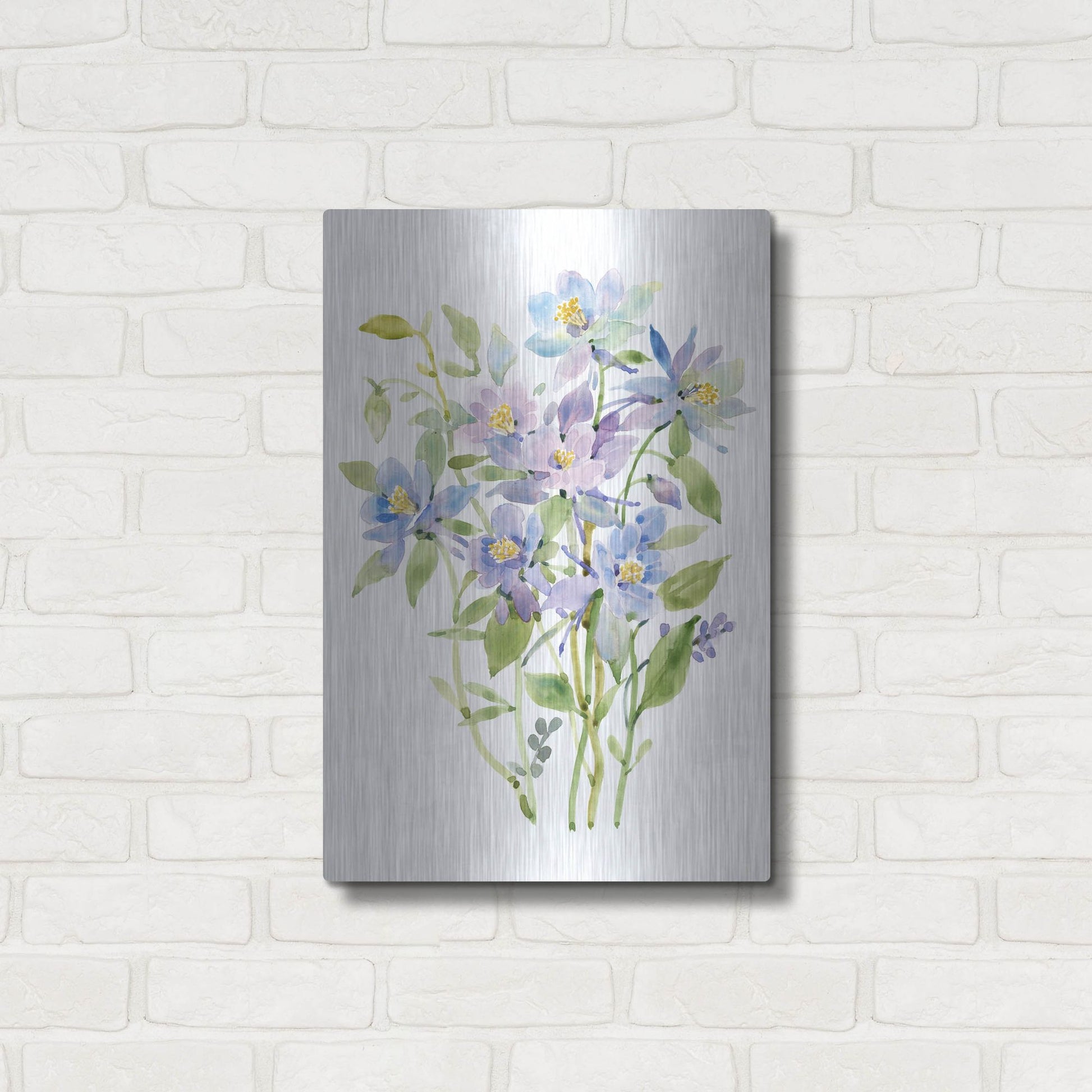 Luxe Metal Art 'Columbine Spray II' by Tim O'Toole, Metal Wall Art,16x24