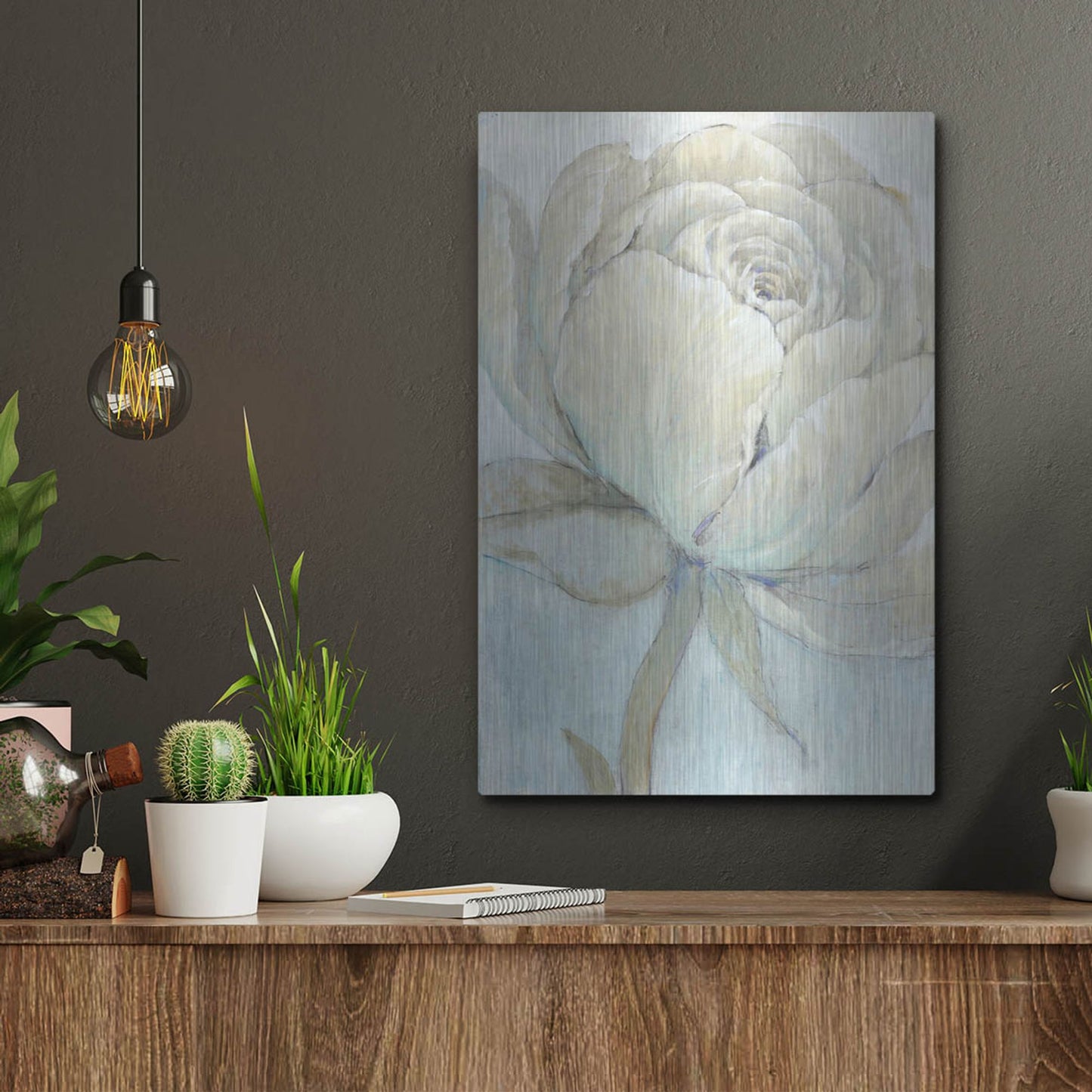 Luxe Metal Art 'English Rose II' by Tim O'Toole, Metal Wall Art,12x16