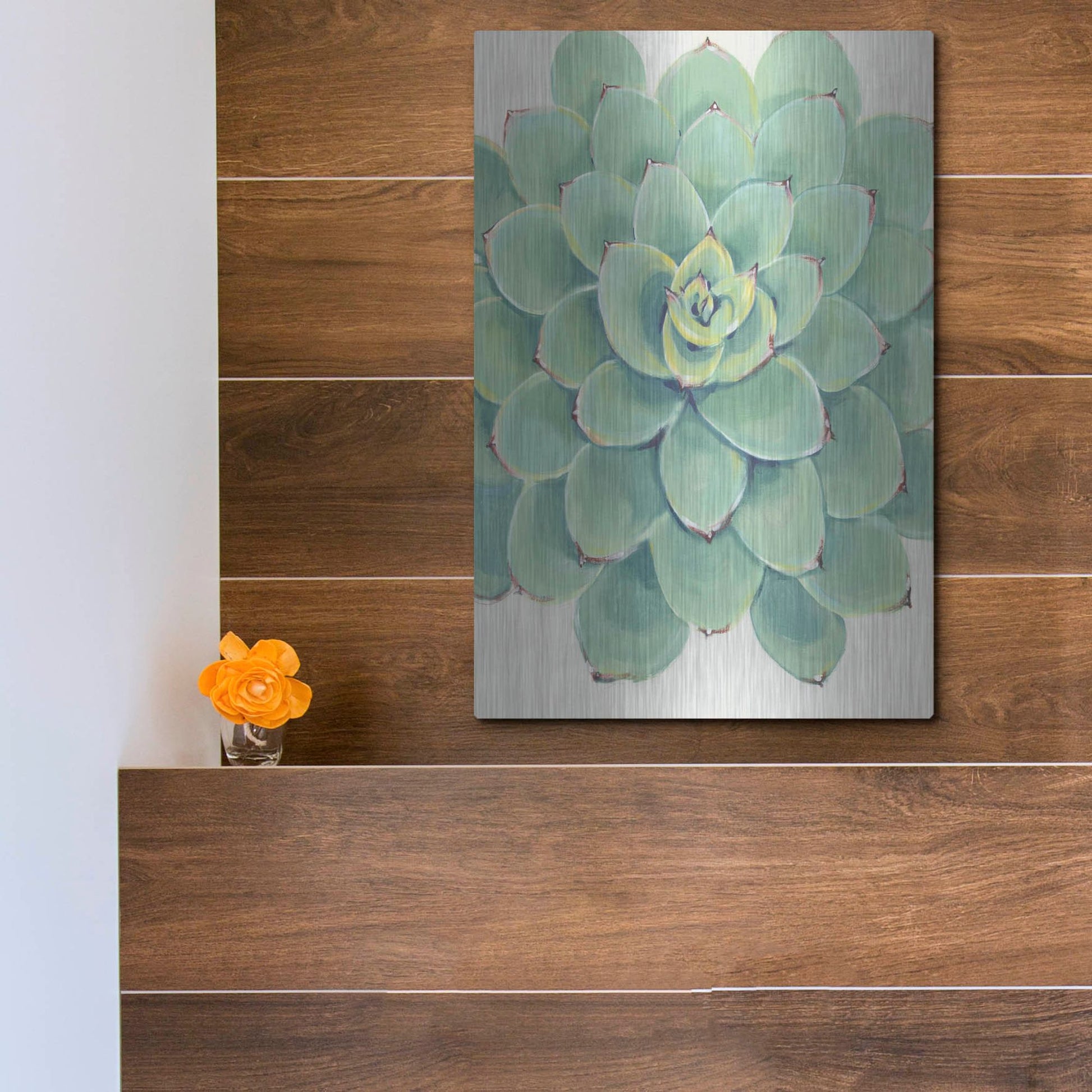 Luxe Metal Art 'Pastel Succulent III' by Tim O'Toole, Metal Wall Art,12x16