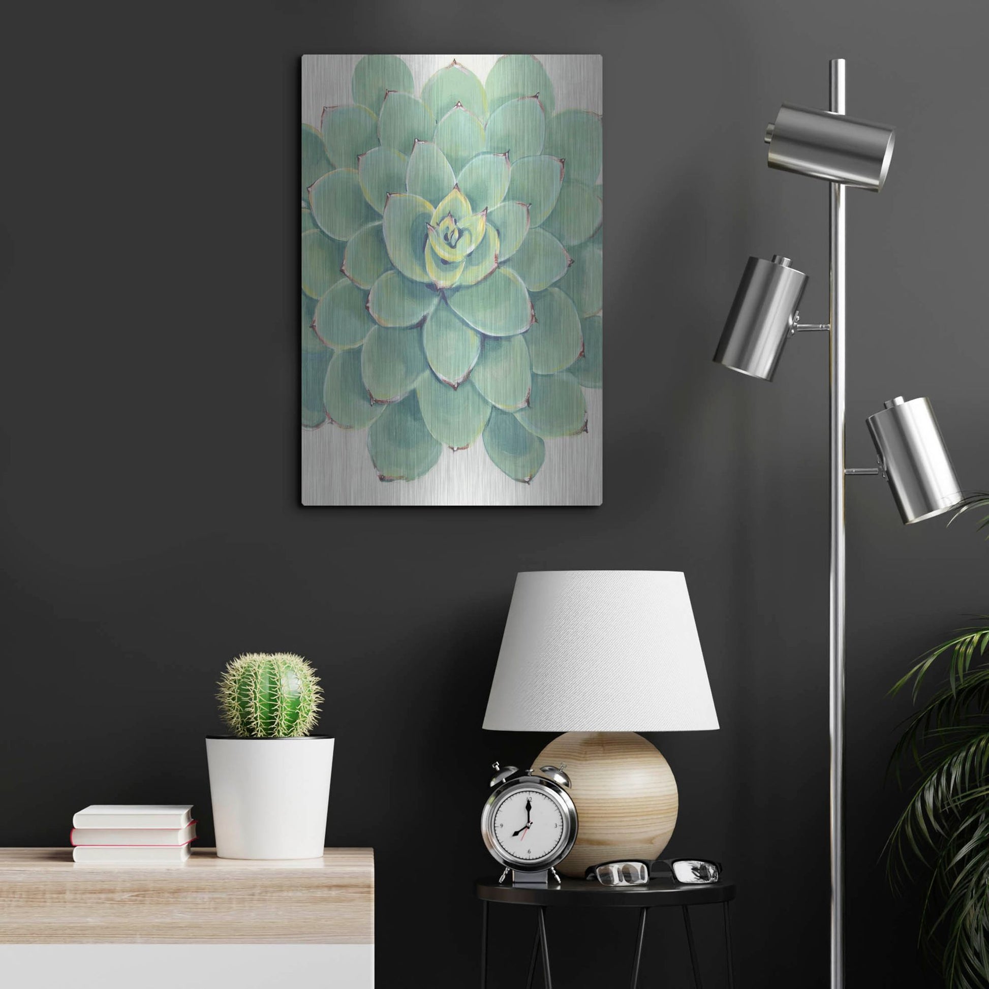 Luxe Metal Art 'Pastel Succulent III' by Tim O'Toole, Metal Wall Art,16x24