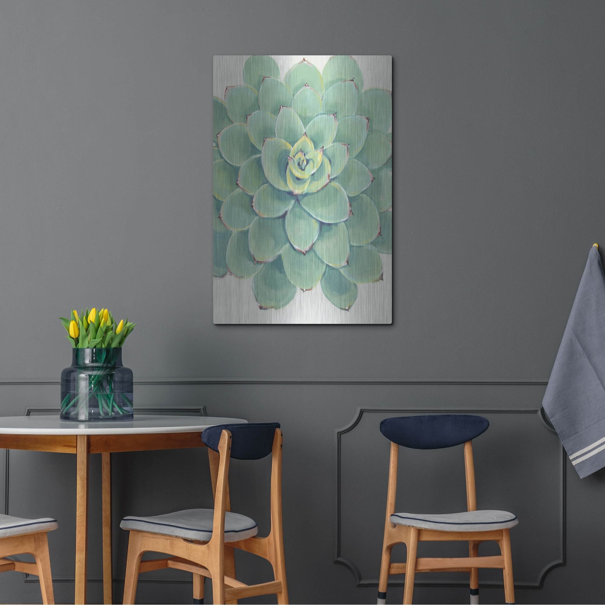 Luxe Metal Art 'Pastel Succulent III' by Tim O'Toole, Metal Wall Art,24x36