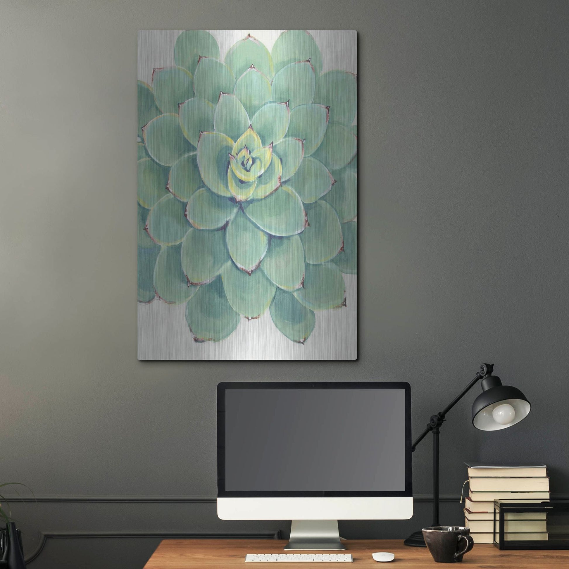 Luxe Metal Art 'Pastel Succulent III' by Tim O'Toole, Metal Wall Art,24x36