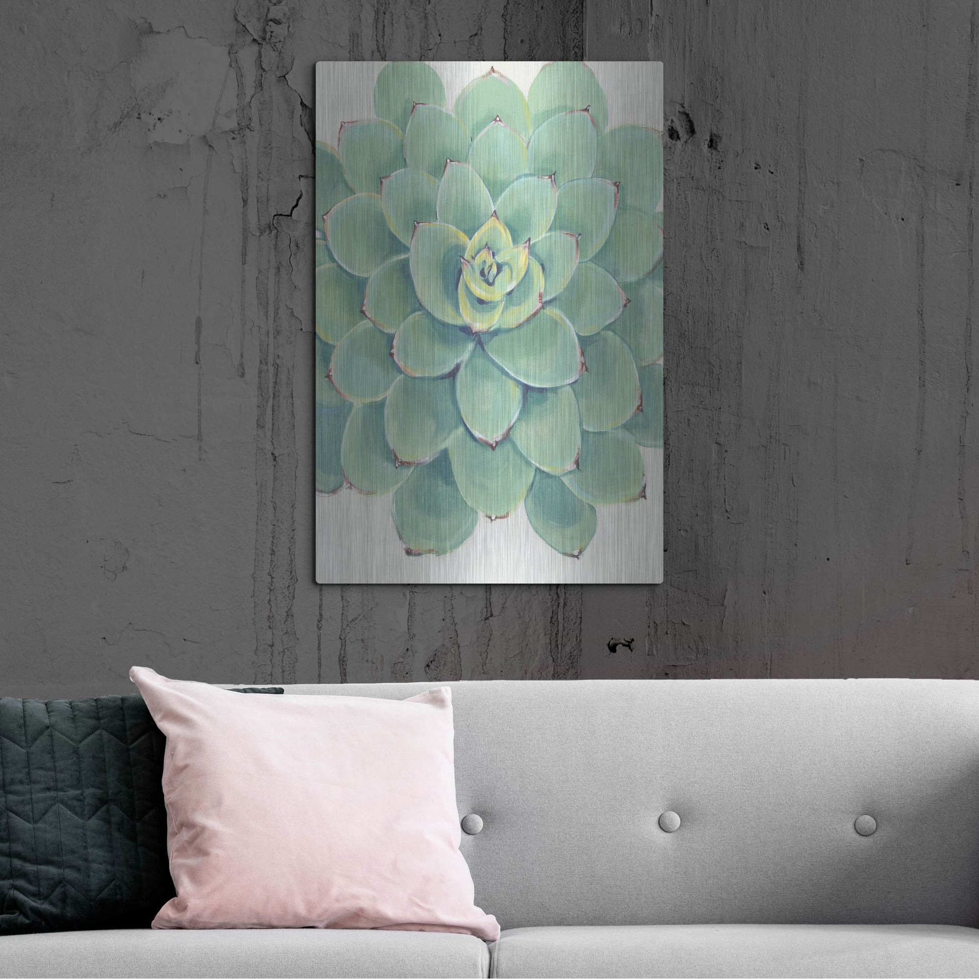 Luxe Metal Art 'Pastel Succulent III' by Tim O'Toole, Metal Wall Art,24x36