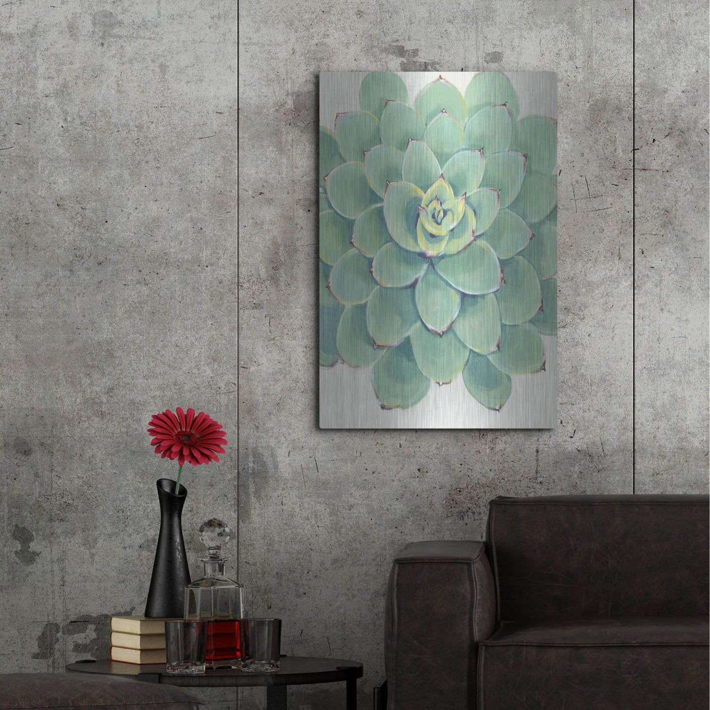 Luxe Metal Art 'Pastel Succulent III' by Tim O'Toole, Metal Wall Art,24x36