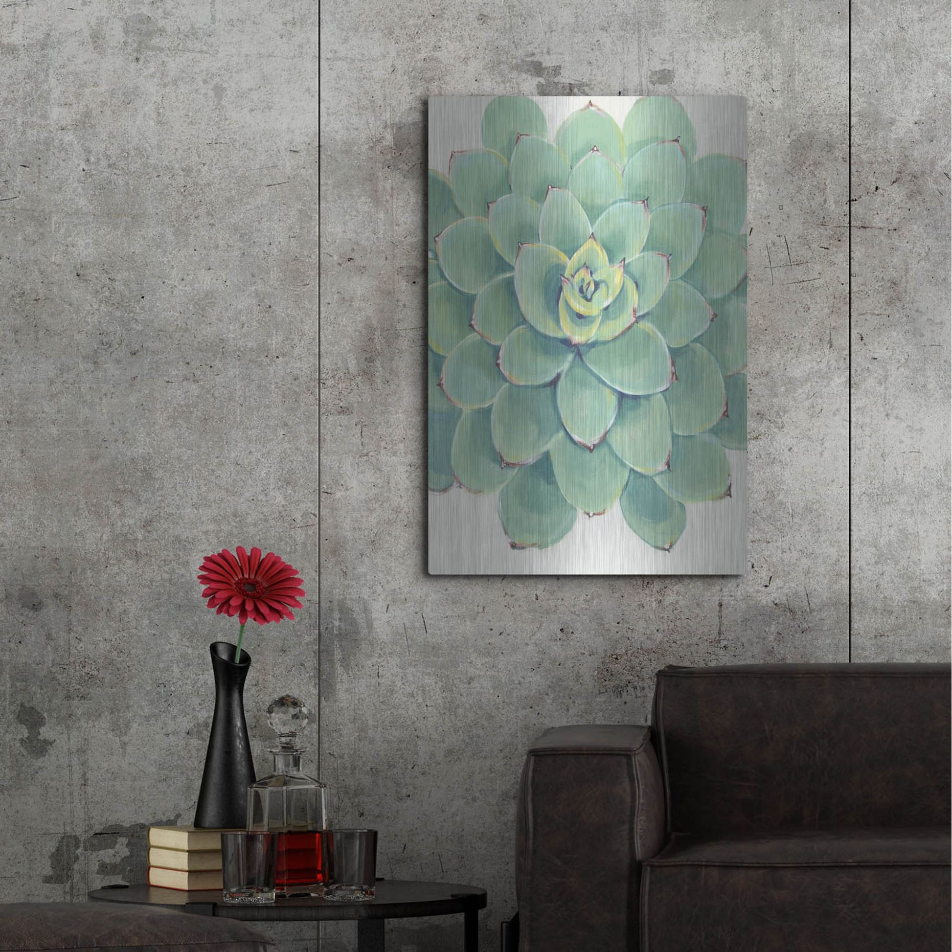 Luxe Metal Art 'Pastel Succulent III' by Tim O'Toole, Metal Wall Art,24x36