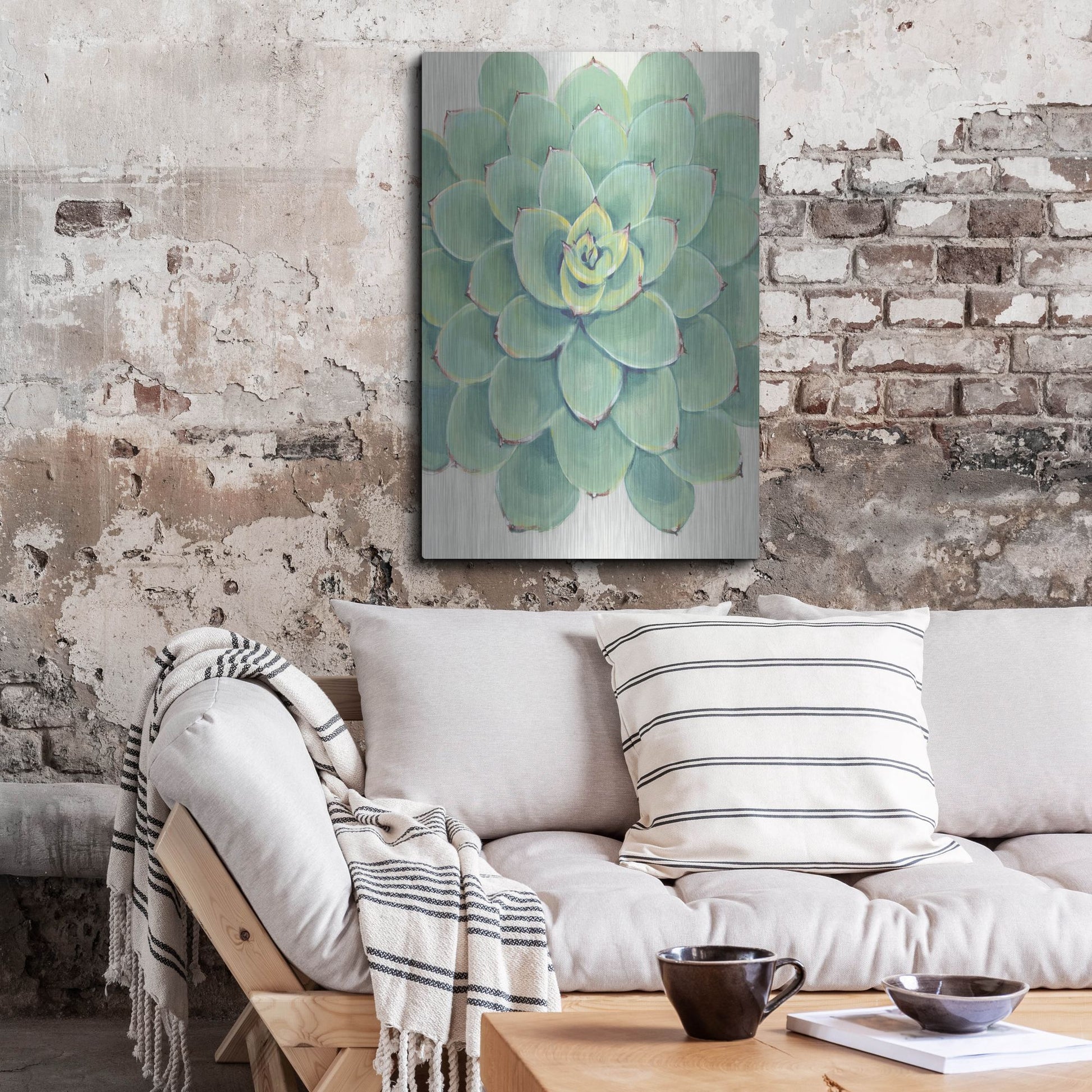Luxe Metal Art 'Pastel Succulent III' by Tim O'Toole, Metal Wall Art,24x36