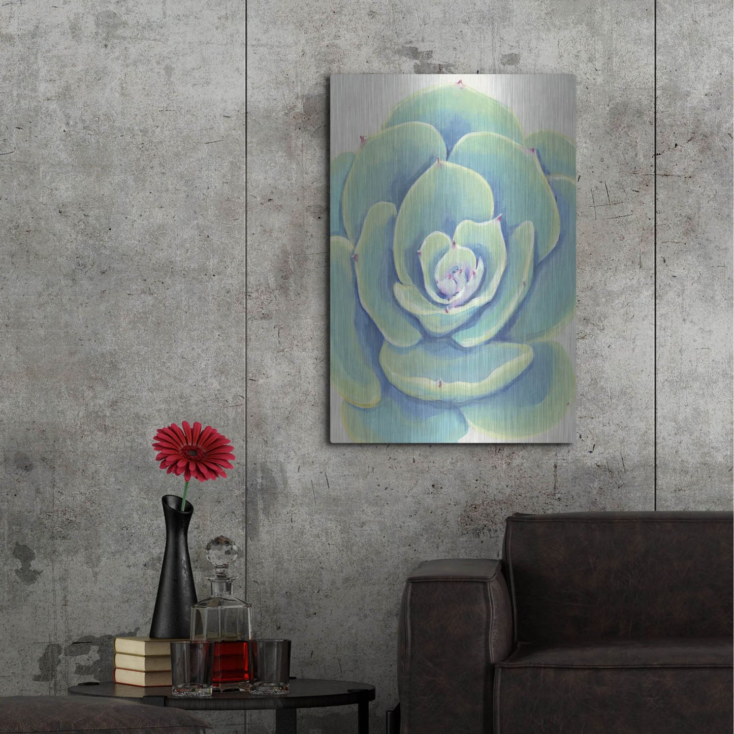 Luxe Metal Art 'Pastel Succulent IV' by Tim O'Toole, Metal Wall Art,24x36