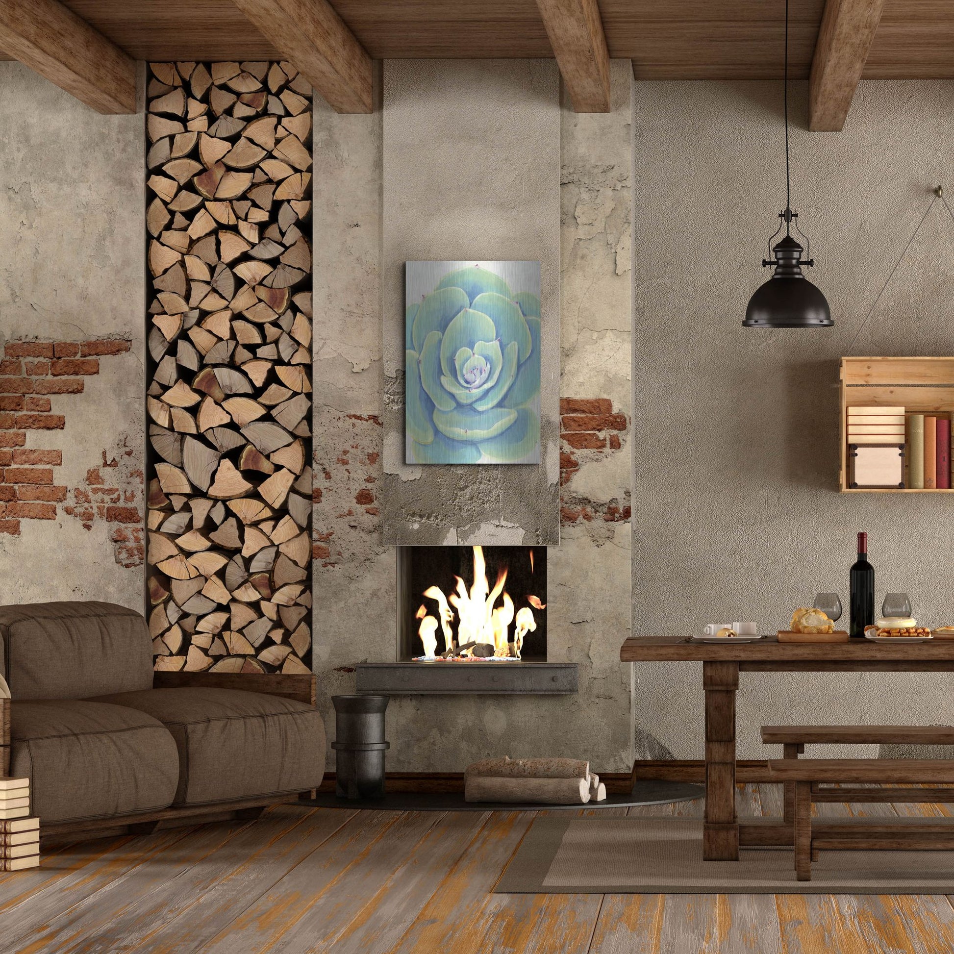 Luxe Metal Art 'Pastel Succulent IV' by Tim O'Toole, Metal Wall Art,24x36