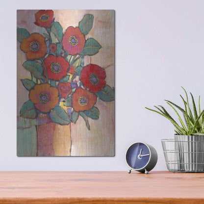 Luxe Metal Art 'Poppies in a Vase I' by Tim O'Toole, Metal Wall Art,12x16