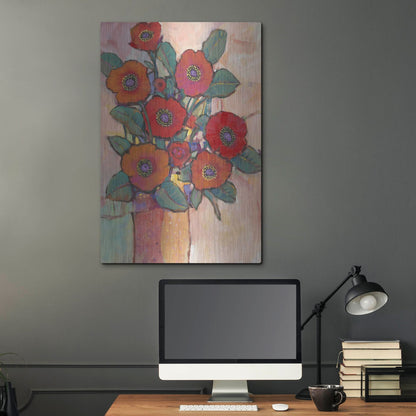 Luxe Metal Art 'Poppies in a Vase I' by Tim O'Toole, Metal Wall Art,24x36