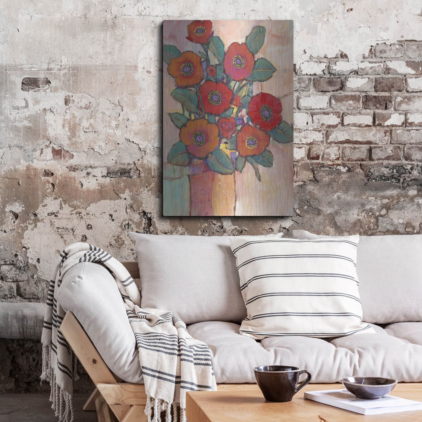 Luxe Metal Art 'Poppies in a Vase I' by Tim O'Toole, Metal Wall Art,24x36