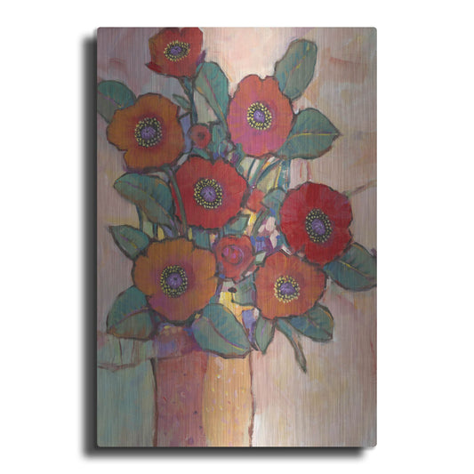 Luxe Metal Art 'Poppies in a Vase I' by Tim O'Toole, Metal Wall Art