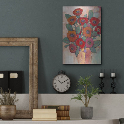 Luxe Metal Art 'Poppies in a Vase II' by Tim O'Toole, Metal Wall Art,12x16