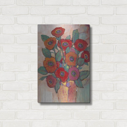 Luxe Metal Art 'Poppies in a Vase II' by Tim O'Toole, Metal Wall Art,16x24