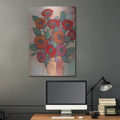 Luxe Metal Art 'Poppies in a Vase II' by Tim O'Toole, Metal Wall Art,24x36