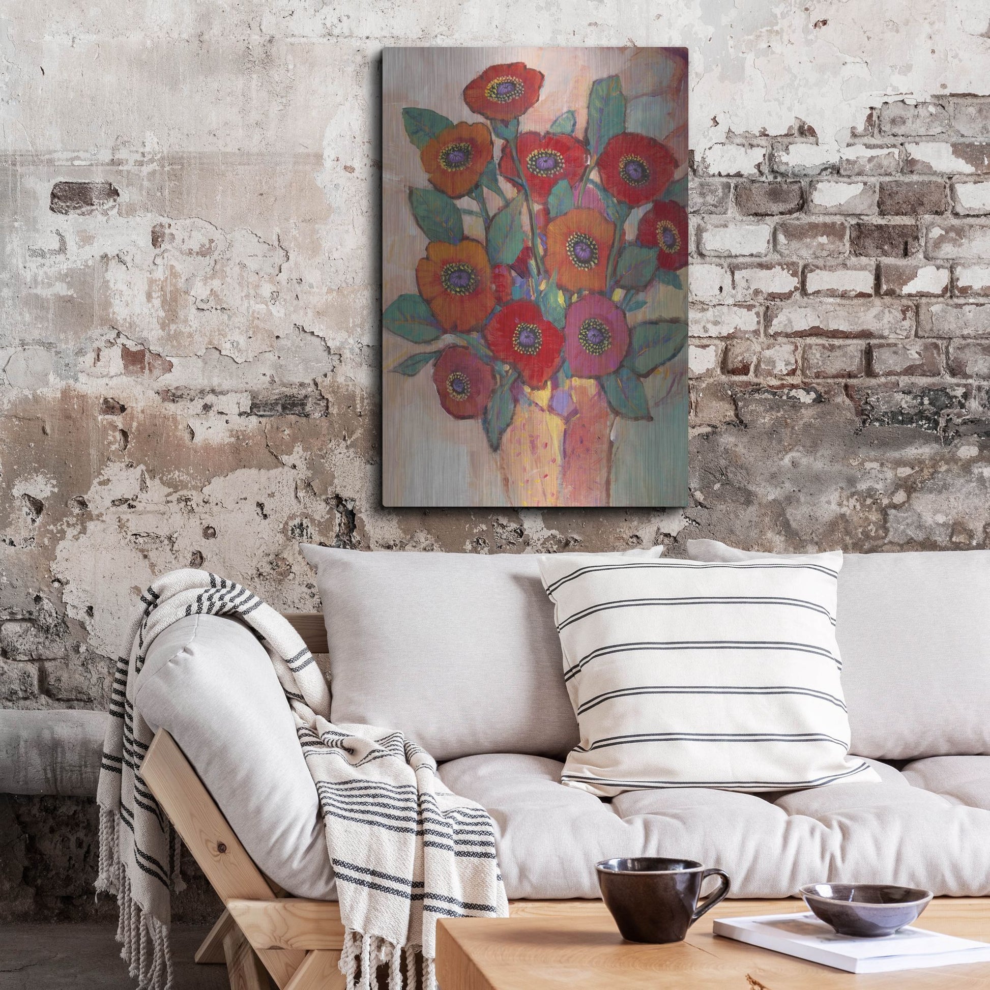 Luxe Metal Art 'Poppies in a Vase II' by Tim O'Toole, Metal Wall Art,24x36