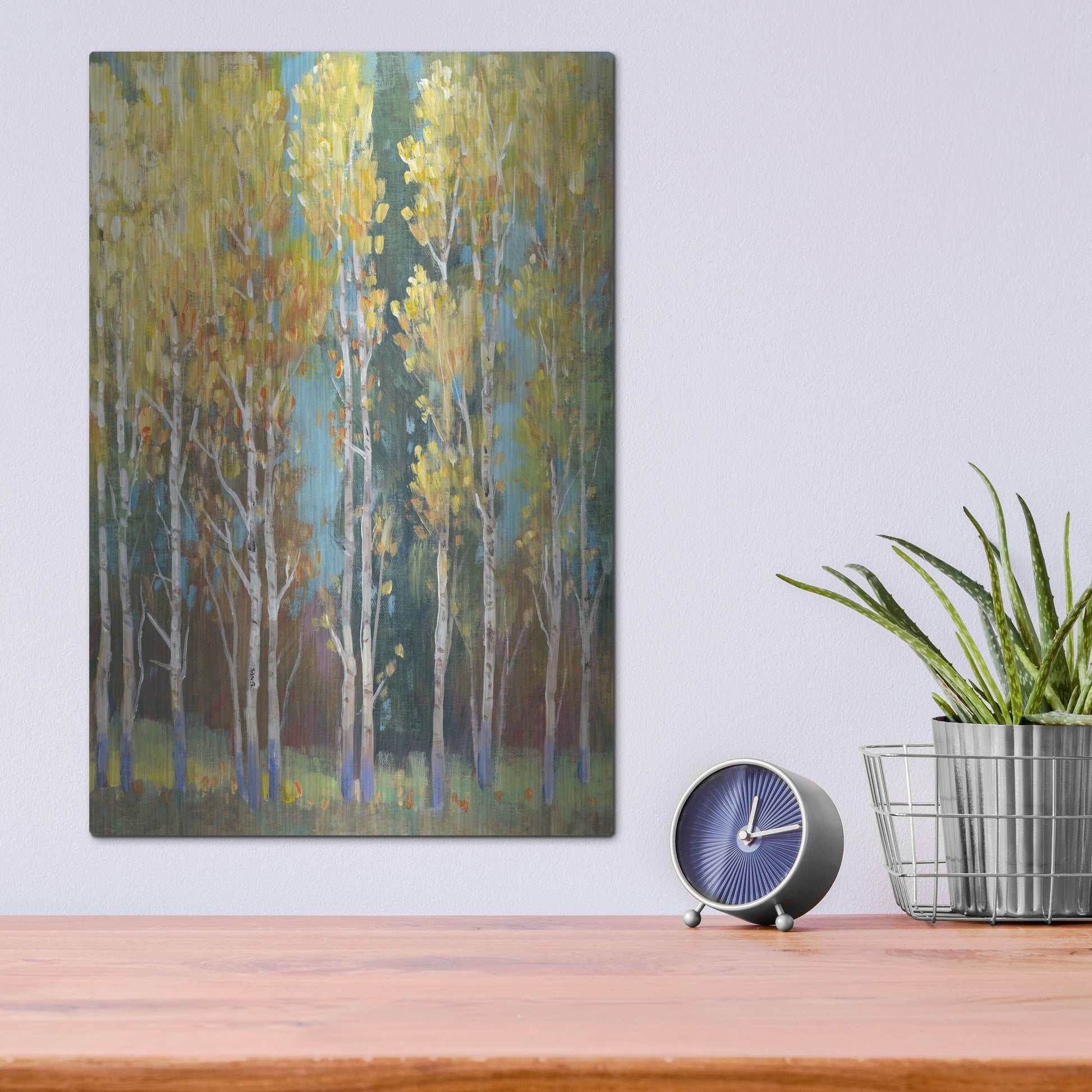 Luxe Metal Art 'Aspen Grove I' by Tim O'Toole, Metal Wall Art,12x16