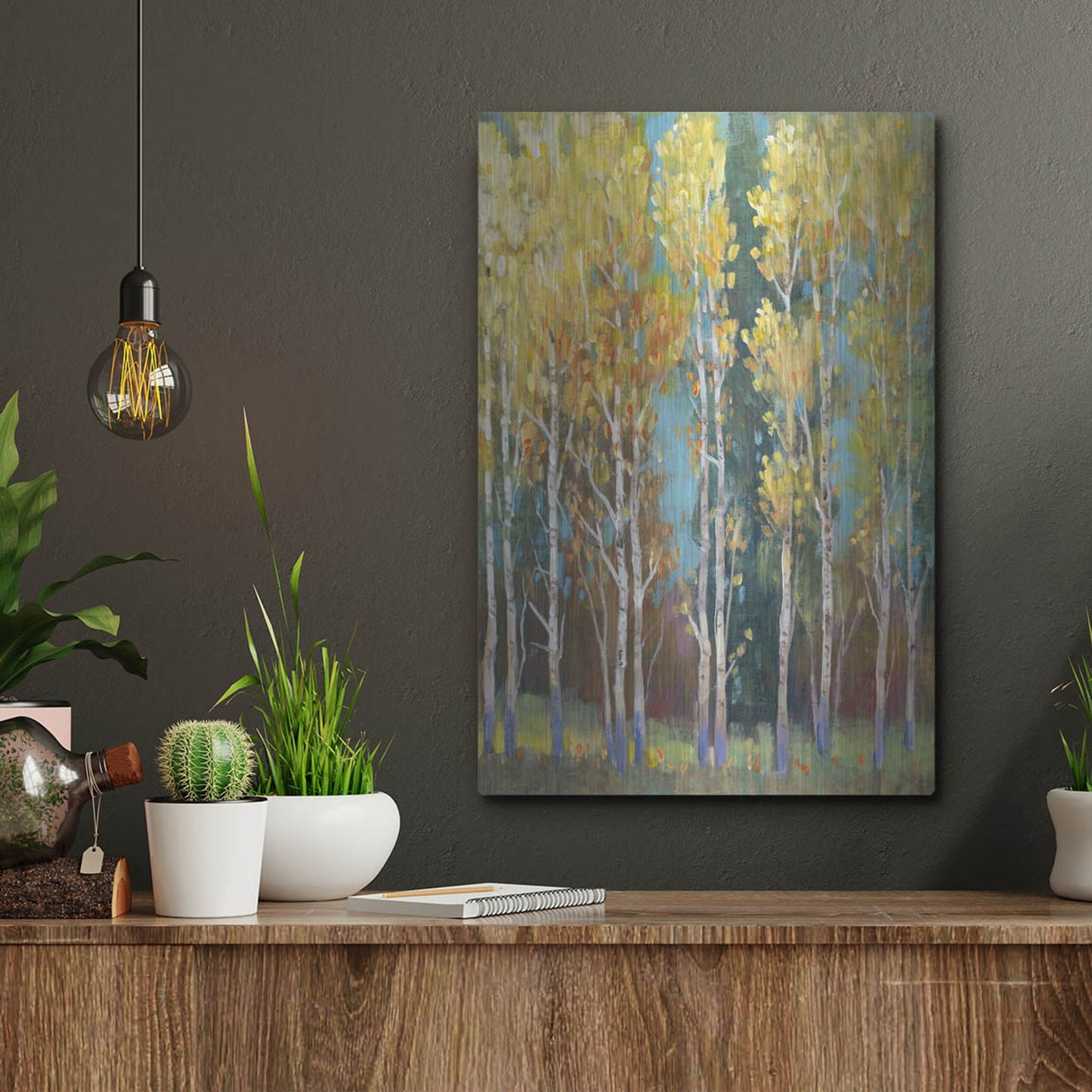 Luxe Metal Art 'Aspen Grove I' by Tim O'Toole, Metal Wall Art,12x16