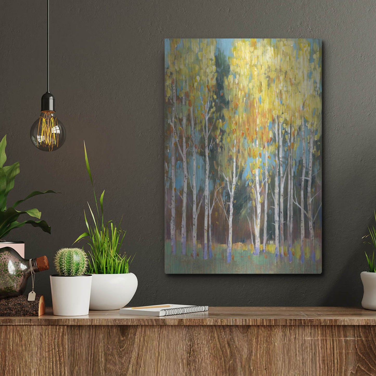 Luxe Metal Art 'Aspen Grove II' by Tim O'Toole, Metal Wall Art,12x16