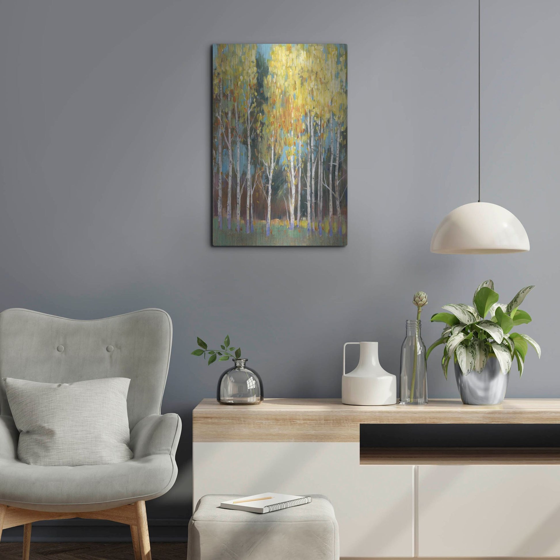 Luxe Metal Art 'Aspen Grove II' by Tim O'Toole, Metal Wall Art,16x24