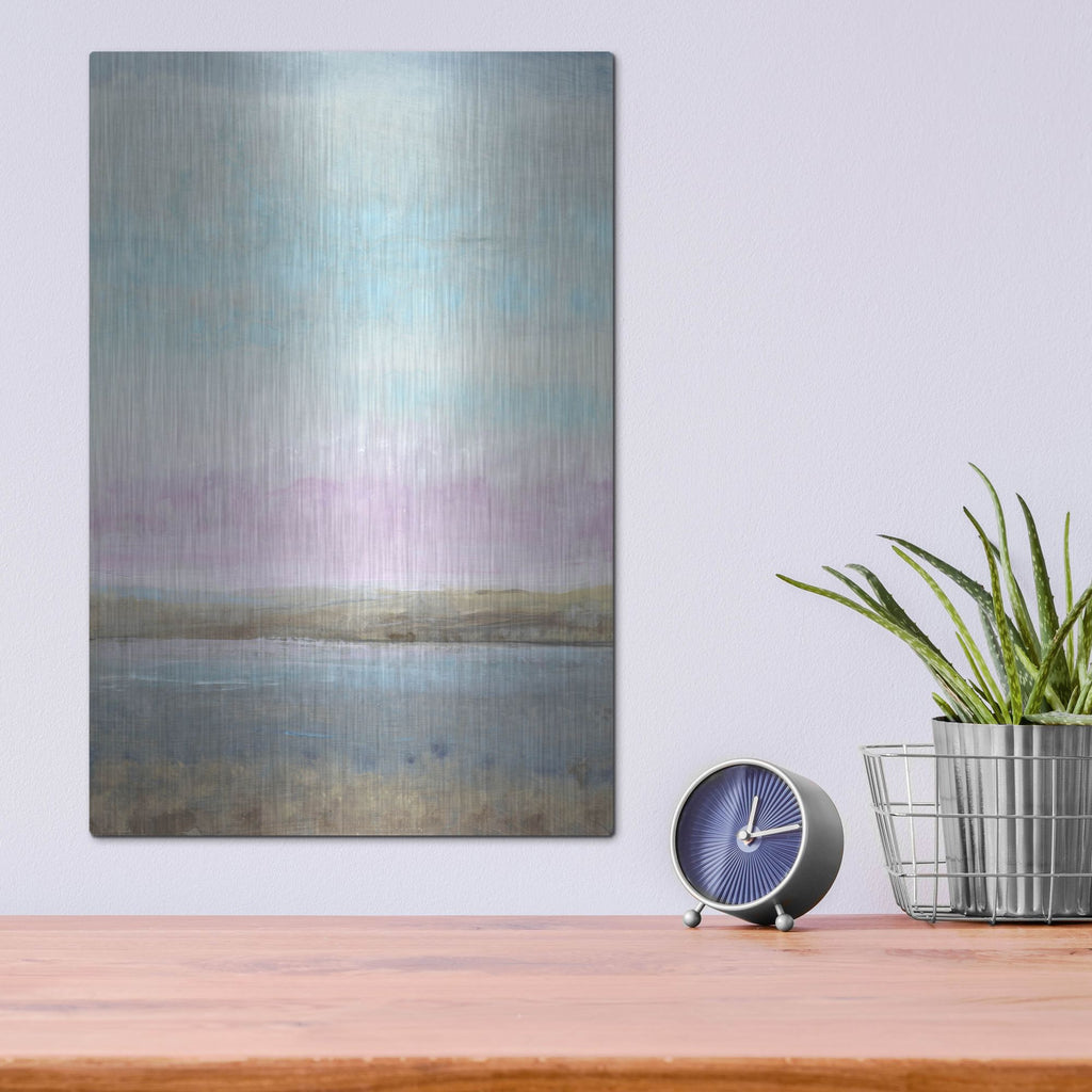 Luxe Metal Art 'Pink Horizon I' by Tim O'Toole, Metal Wall Art,12x16