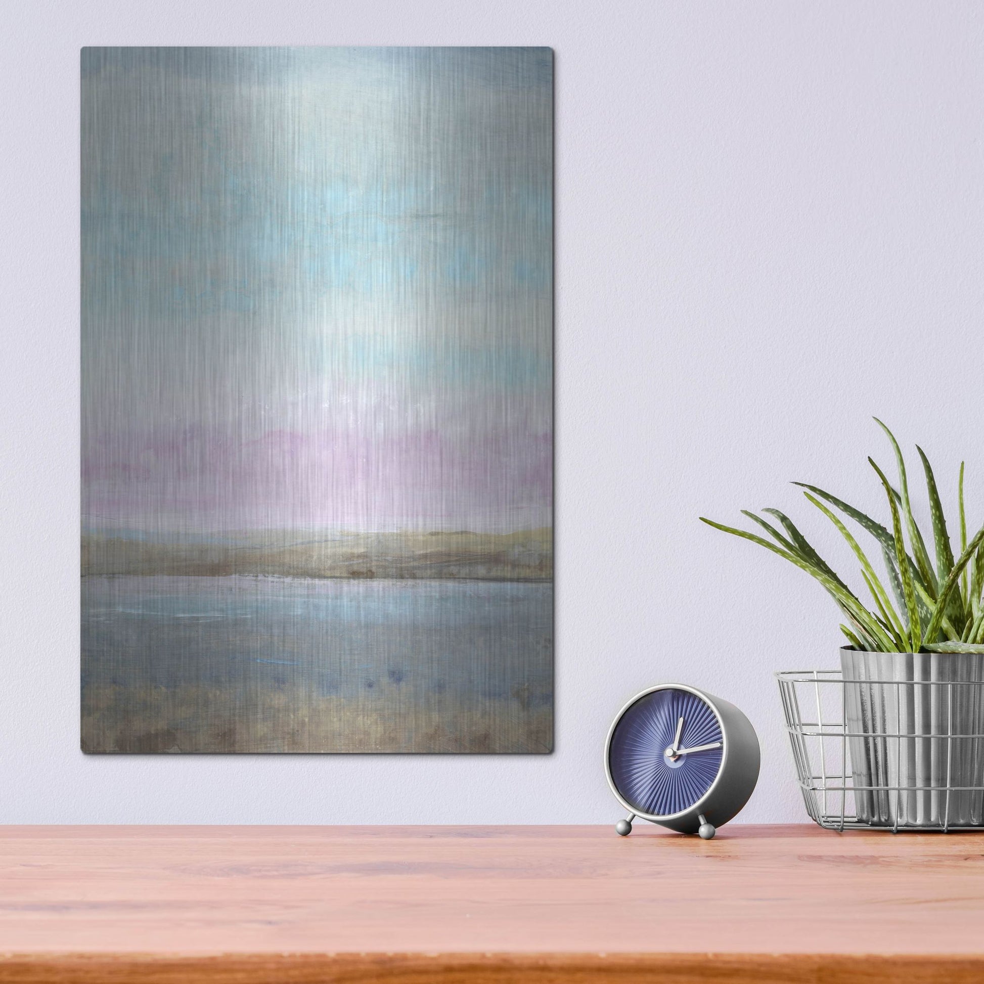 Luxe Metal Art 'Pink Horizon I' by Tim O'Toole, Metal Wall Art,12x16