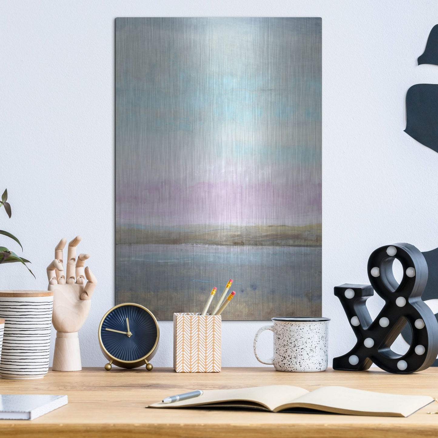 Luxe Metal Art 'Pink Horizon I' by Tim O'Toole, Metal Wall Art,12x16