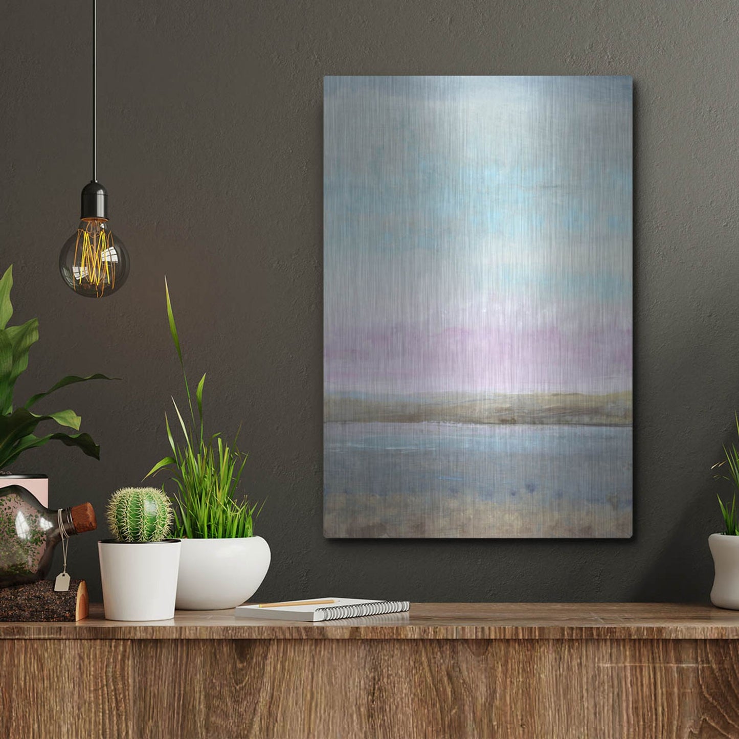 Luxe Metal Art 'Pink Horizon I' by Tim O'Toole, Metal Wall Art,12x16