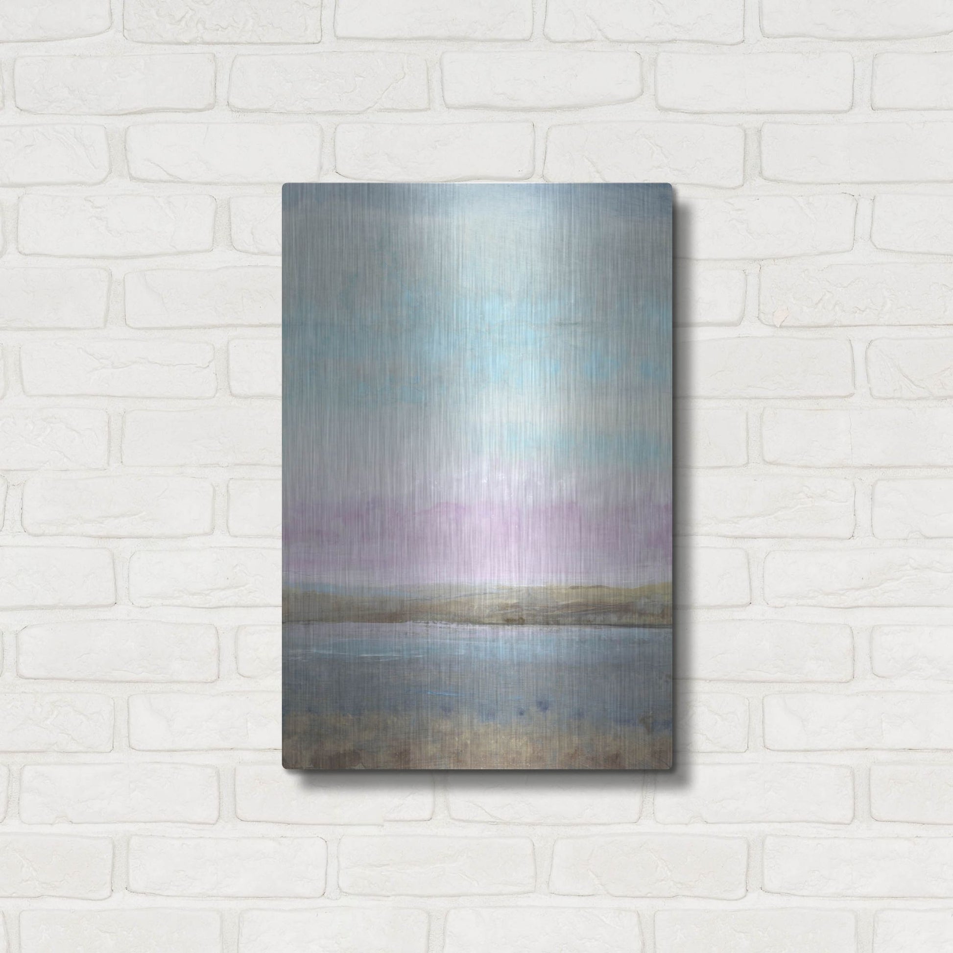 Luxe Metal Art 'Pink Horizon I' by Tim O'Toole, Metal Wall Art,16x24