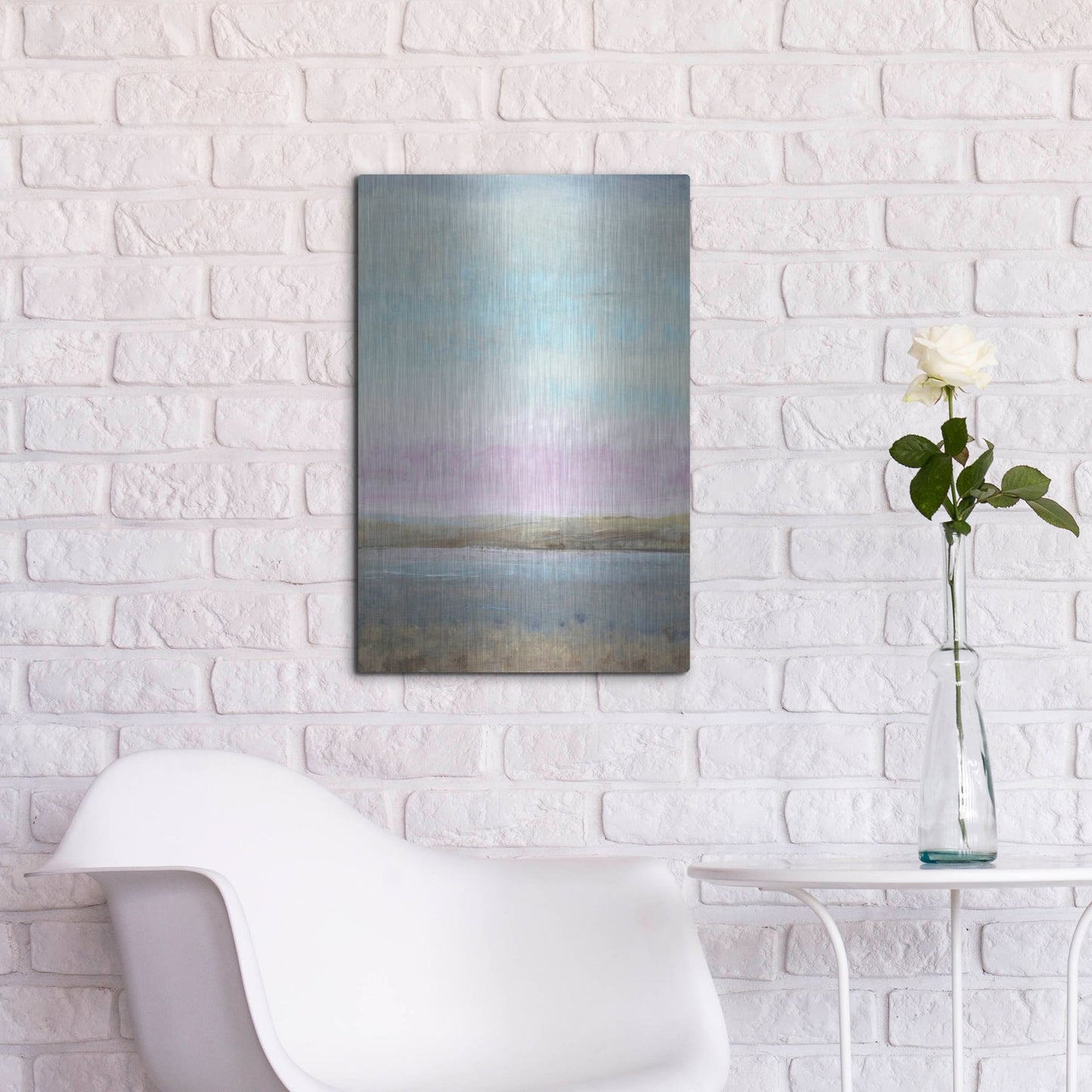 Luxe Metal Art 'Pink Horizon I' by Tim O'Toole, Metal Wall Art,16x24