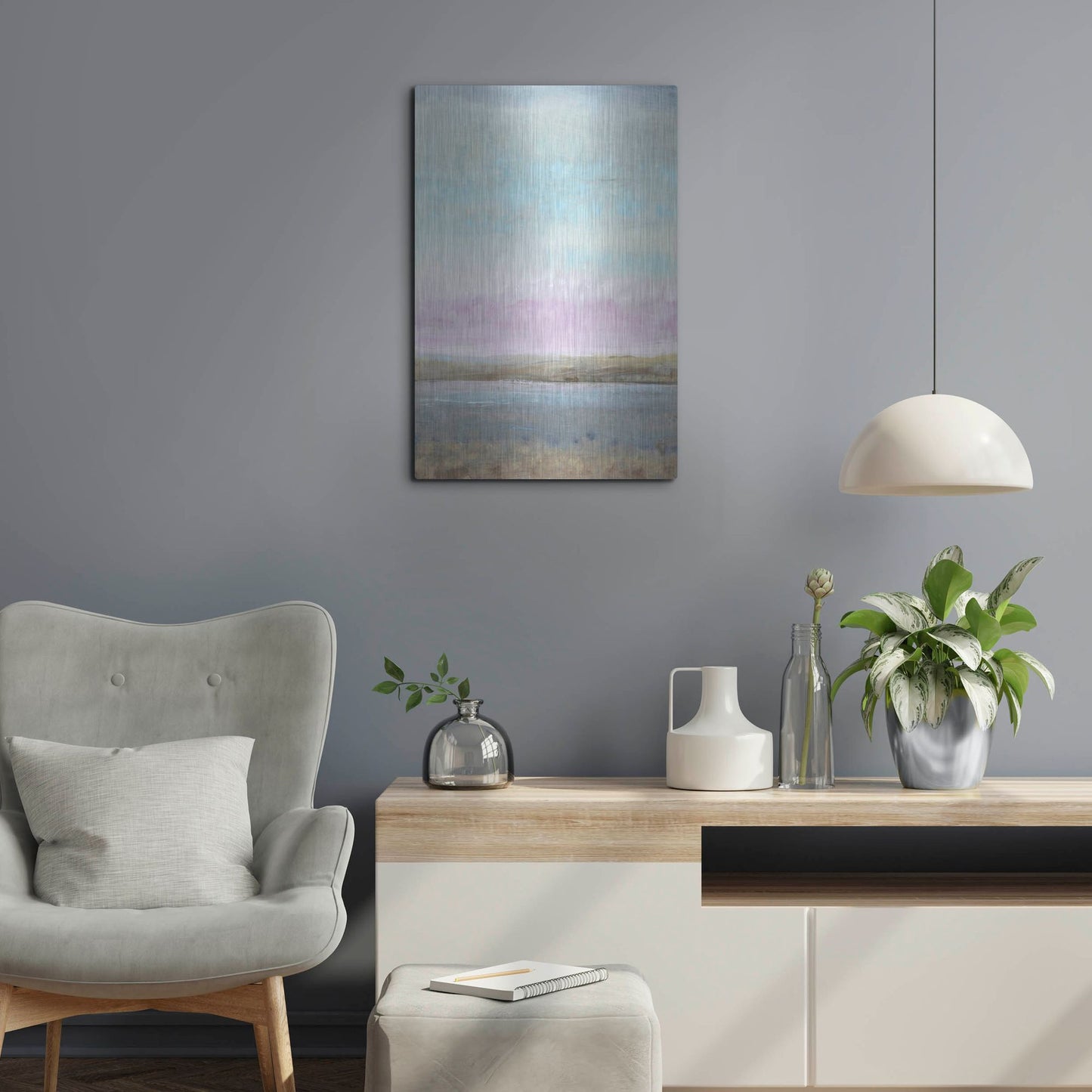 Luxe Metal Art 'Pink Horizon I' by Tim O'Toole, Metal Wall Art,16x24