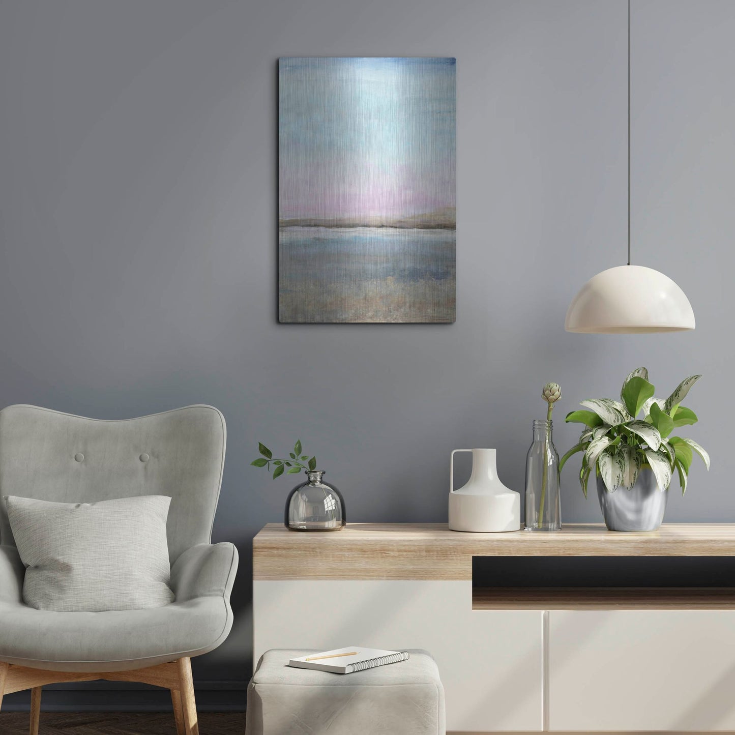 Luxe Metal Art 'Pink Horizon II' by Tim O'Toole, Metal Wall Art,16x24