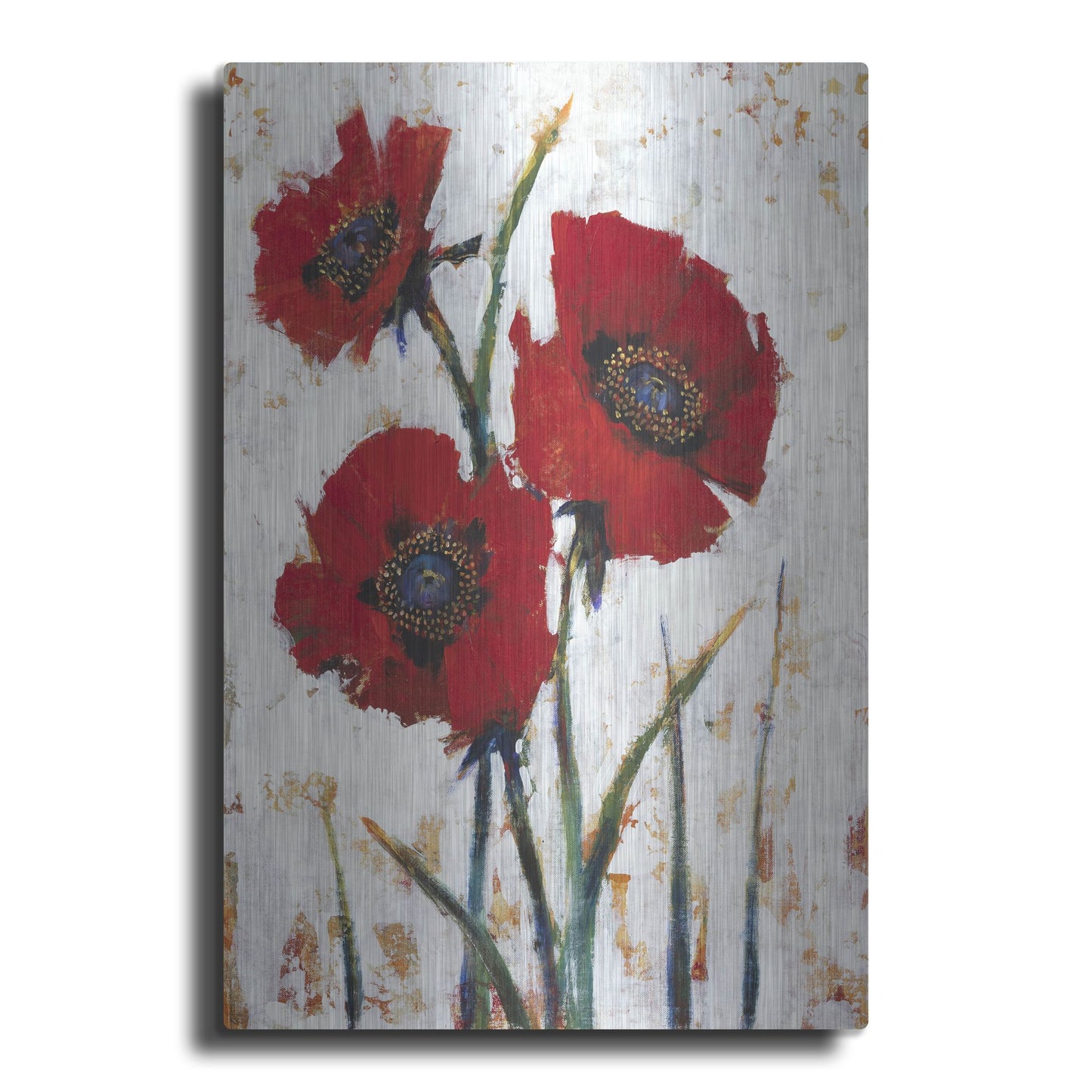 Luxe Metal Art 'Red Poppy Fresco I' by Tim O'Toole, Metal Wall Art