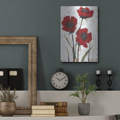 Luxe Metal Art 'Red Poppy Fresco II' by Tim O'Toole, Metal Wall Art,12x16