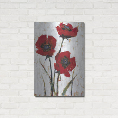 Luxe Metal Art 'Red Poppy Fresco II' by Tim O'Toole, Metal Wall Art,24x36