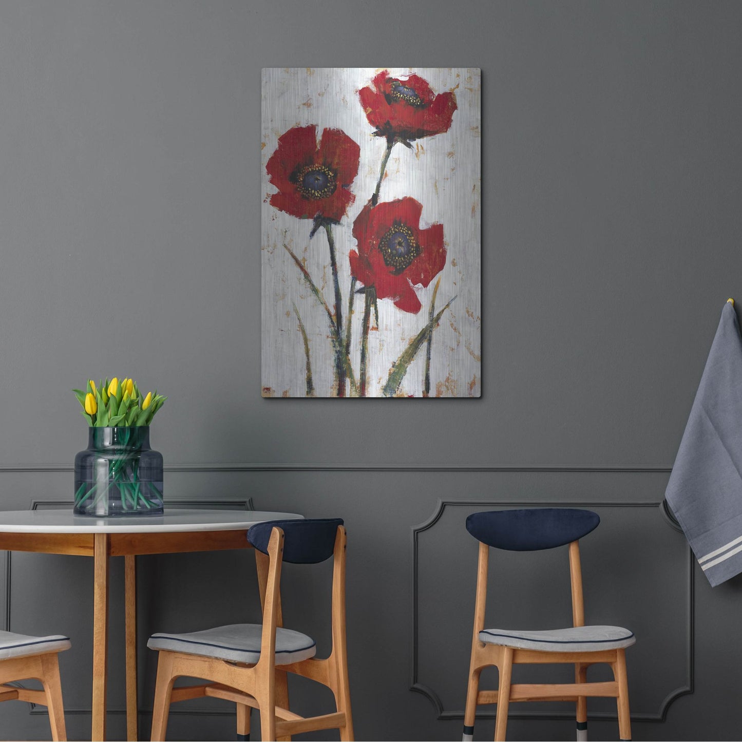 Luxe Metal Art 'Red Poppy Fresco II' by Tim O'Toole, Metal Wall Art,24x36