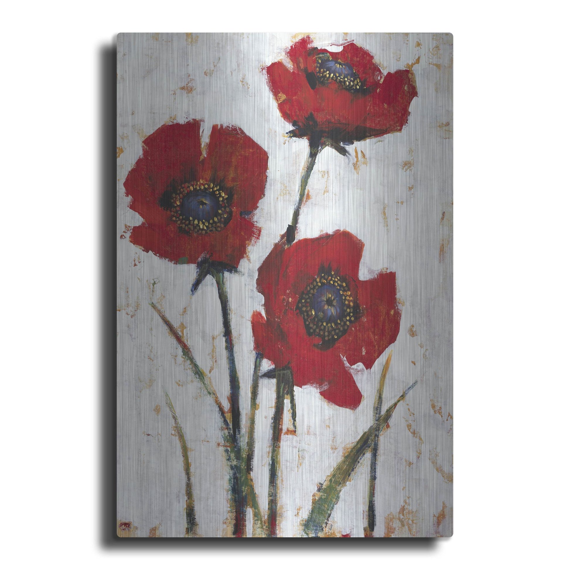 Luxe Metal Art 'Red Poppy Fresco II' by Tim O'Toole, Metal Wall Art