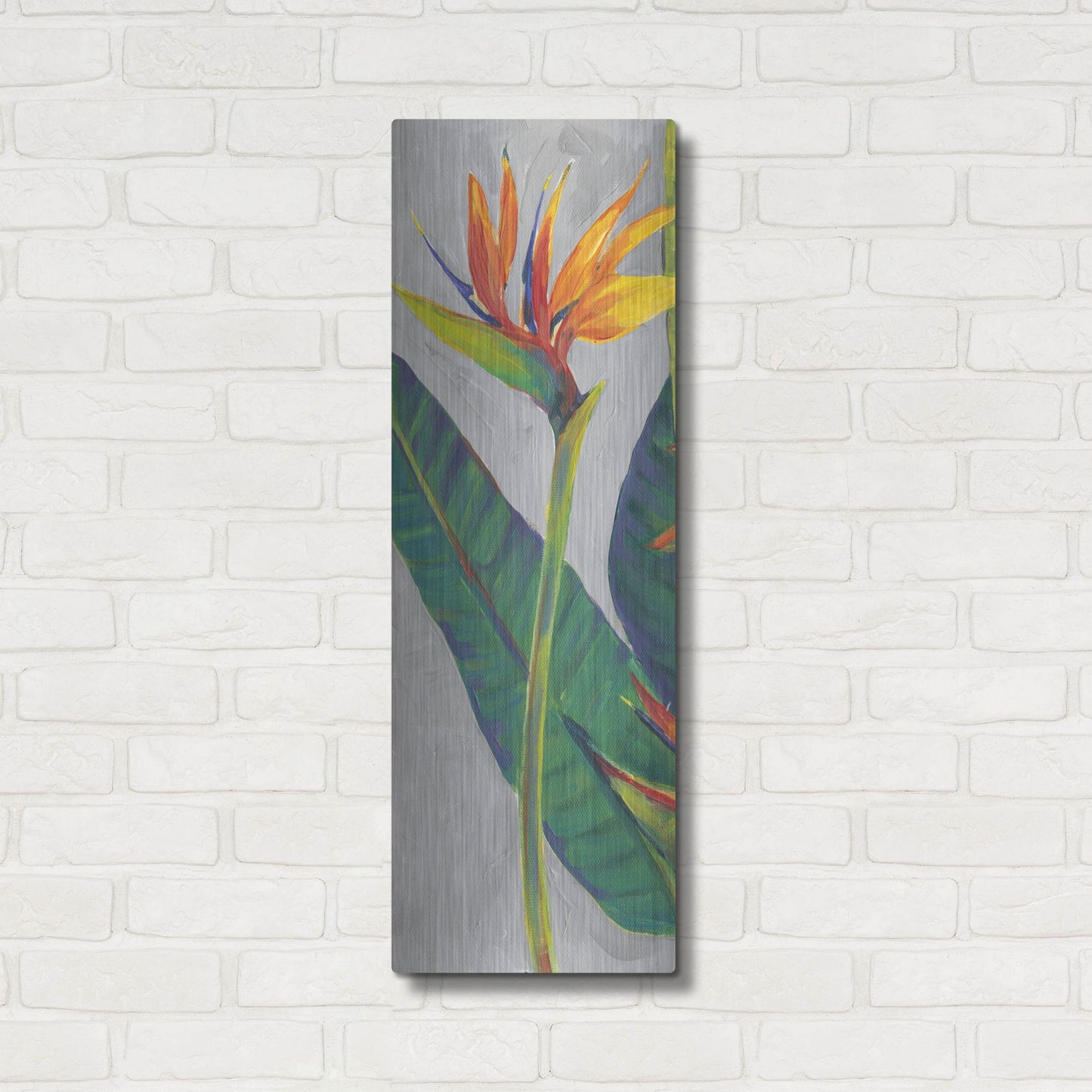 Luxe Metal Art 'Bird of Paradise Triptych I' by Tim O'Toole, Metal Wall Art,12x36