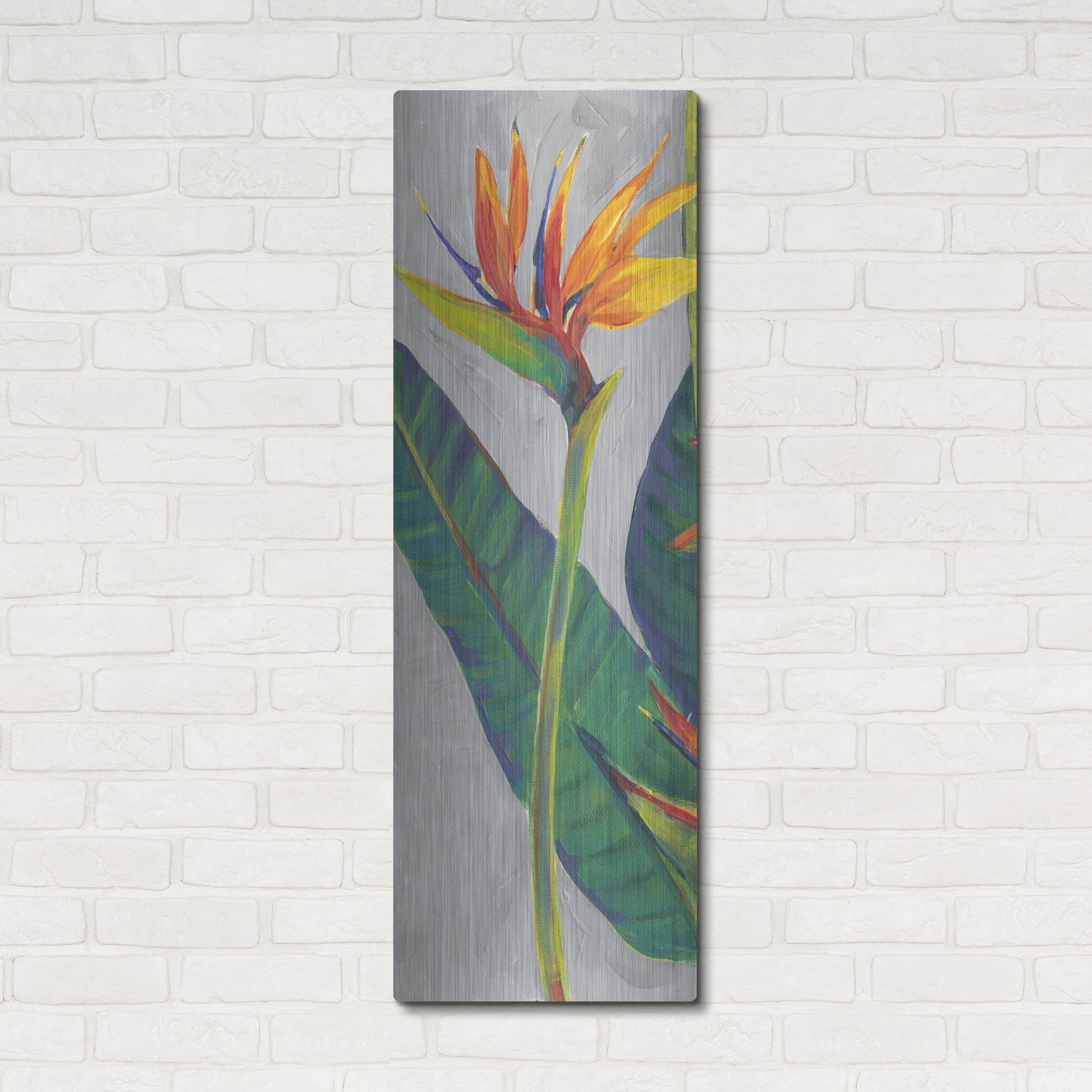 Luxe Metal Art 'Bird of Paradise Triptych I' by Tim O'Toole, Metal Wall Art,16x48